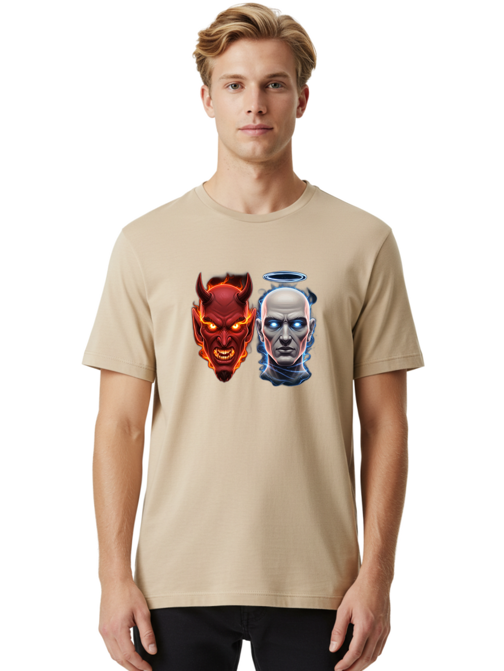 Devil-And-Angel Men'S Graphic Tee, 100% Cotton, Comfortable Casual Summer Wear, Machine Washable, Vintage Camera, Old Camera, Antique Camera, Black Camera, Classic Photography, Photography Equipment, Nostalgic Device, Film Camera, Camera Art Bah899