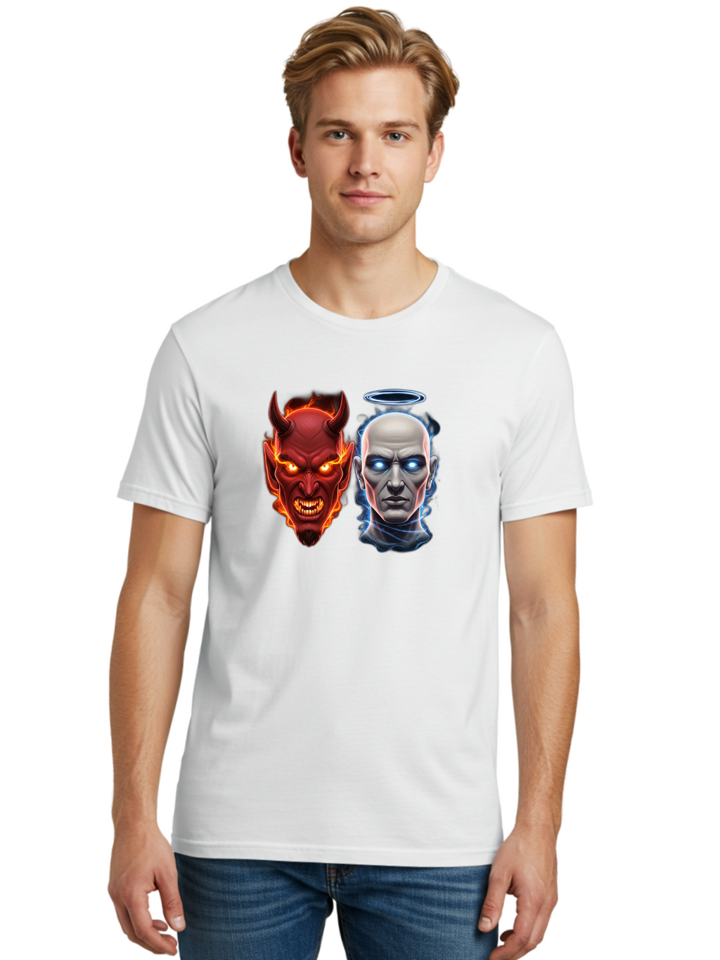Devil-And-Angel Men'S Graphic Tee, 100% Cotton, Comfortable Casual Summer Wear, Machine Washable, Vintage Camera, Old Camera, Antique Camera, Black Camera, Classic Photography, Photography Equipment, Nostalgic Device, Film Camera, Camera Art Bah899