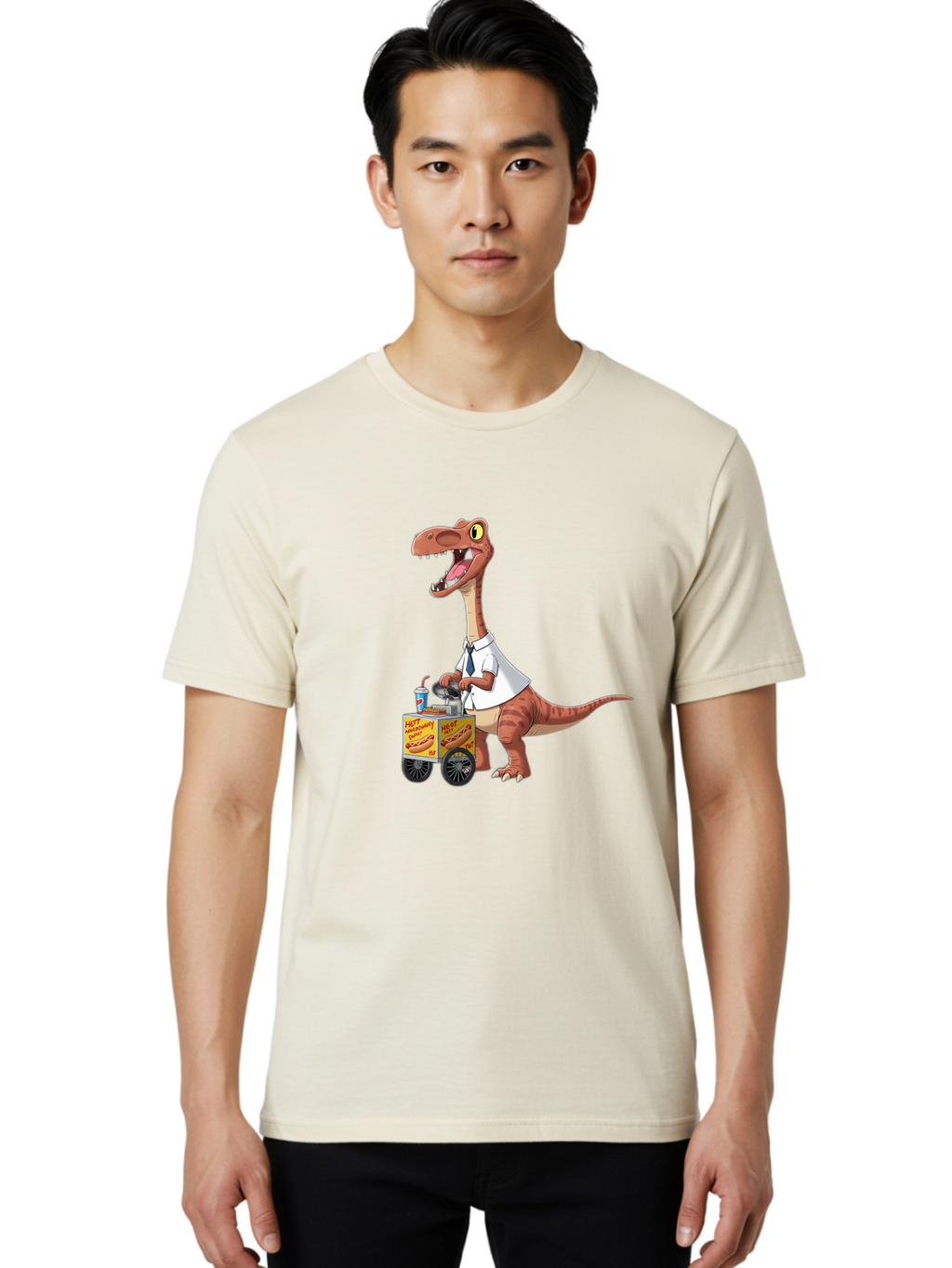Dino-Hot-Dog-Cart Men'S Graphic Tee, 100% Cotton, Comfortable Casual Summer Wear, Machine Washable, Vintage Camera, Old Camera, Antique Camera, Black Camera, Classic Photography, Photography Equipment, Nostalgic Device, Film Camera, Camera Art Bah911
