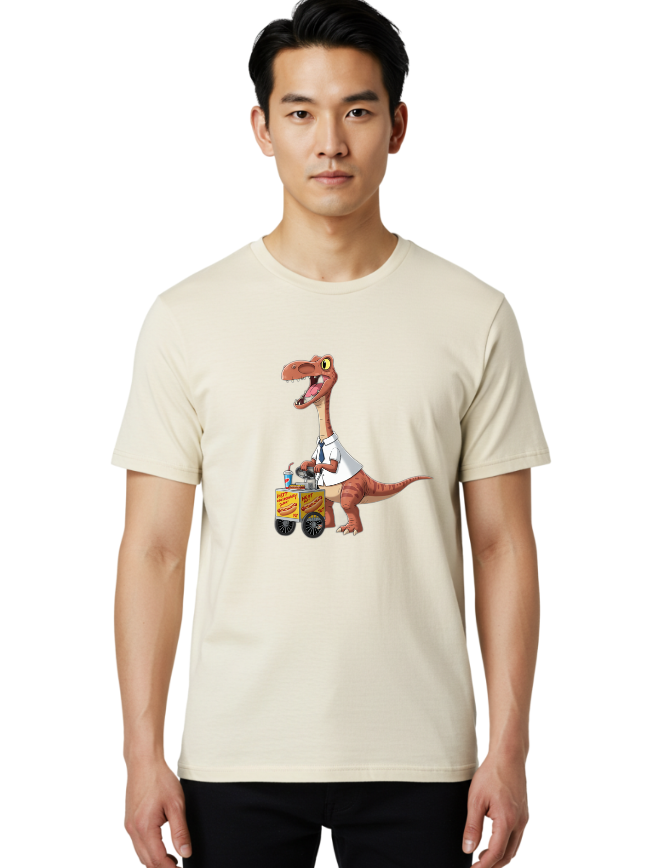 Dino-Hot-Dog-Cart Men'S Graphic Tee, 100% Cotton, Comfortable Casual Summer Wear, Machine Washable, Vintage Camera, Old Camera, Antique Camera, Black Camera, Classic Photography, Photography Equipment, Nostalgic Device, Film Camera, Camera Art Bah911
