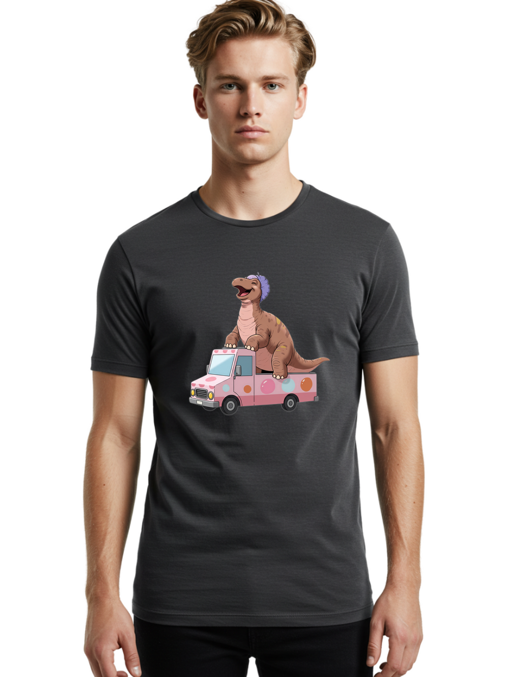Dino-Ice-Cream-Truck Men'S Graphic Tee, 100% Cotton, Comfortable Casual Summer Wear, Machine Washable, Vintage Camera, Old Camera, Antique Camera, Black Camera, Classic Photography, Photography Equipment, Nostalgic Device, Film Camera, Bah912
