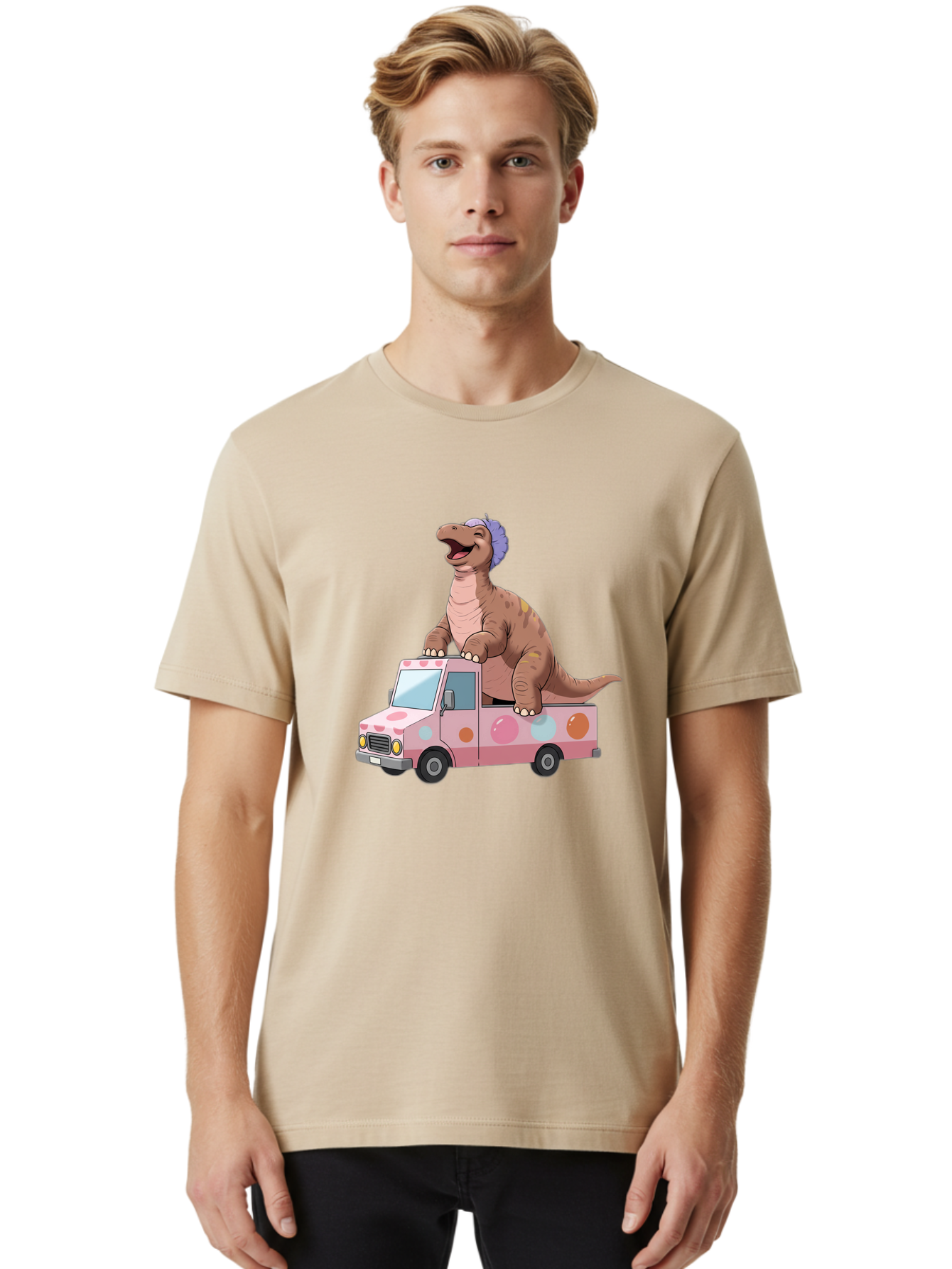 Dino-Ice-Cream-Truck Men'S Graphic Tee, 100% Cotton, Comfortable Casual Summer Wear, Machine Washable, Vintage Camera, Old Camera, Antique Camera, Black Camera, Classic Photography, Photography Equipment, Nostalgic Device, Film Camera, Bah912