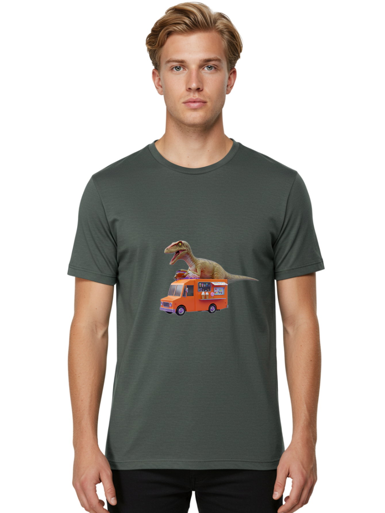 Dino-Ice-Cream Men'S Graphic Tee, 100% Cotton, Comfortable Casual Summer Wear, Machine Washable, Vintage Camera, Old Camera, Antique Camera, Black Camera, Classic Photography, Photography Equipment, Nostalgic Device, Film Camera, Camera Art Bah913