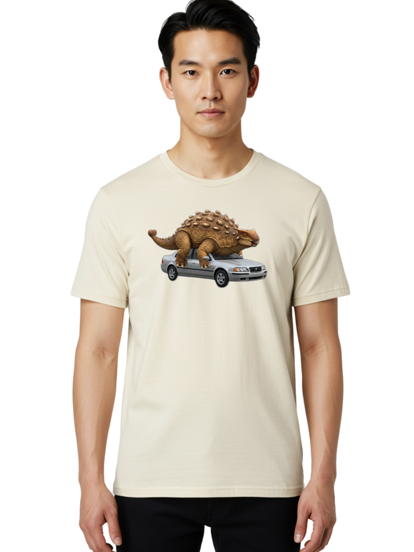 Dino-On-Volvo Men'S Graphic Tee, 100% Cotton, Comfortable Casual Summer Wear, Machine Washable, Vintage Camera, Old Camera, Antique Camera, Black Camera, Classic Photography, Photography Equipment, Nostalgic Device, Film Camera, Camera Art Bah921
