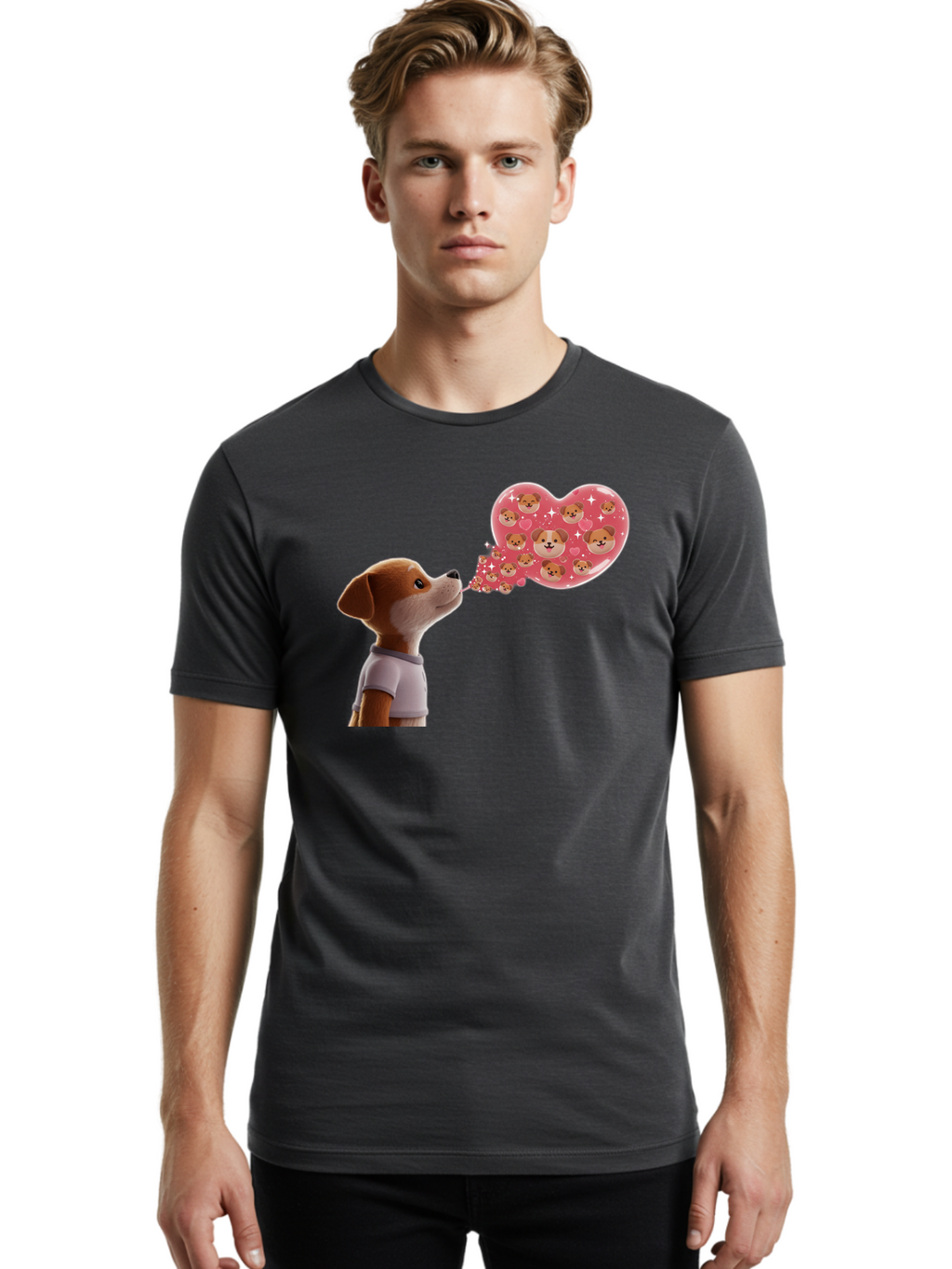 Dog-Blowing-Heart-Kisses Men'S Graphic Tee, 100% Cotton, Comfortable Casual Summer Wear, Machine Washable, Vintage Camera, Old Camera, Antique Camera, Black Camera, Classic Photography, Photography Equipment, Nostalgic Device, Film Camera, Bah940