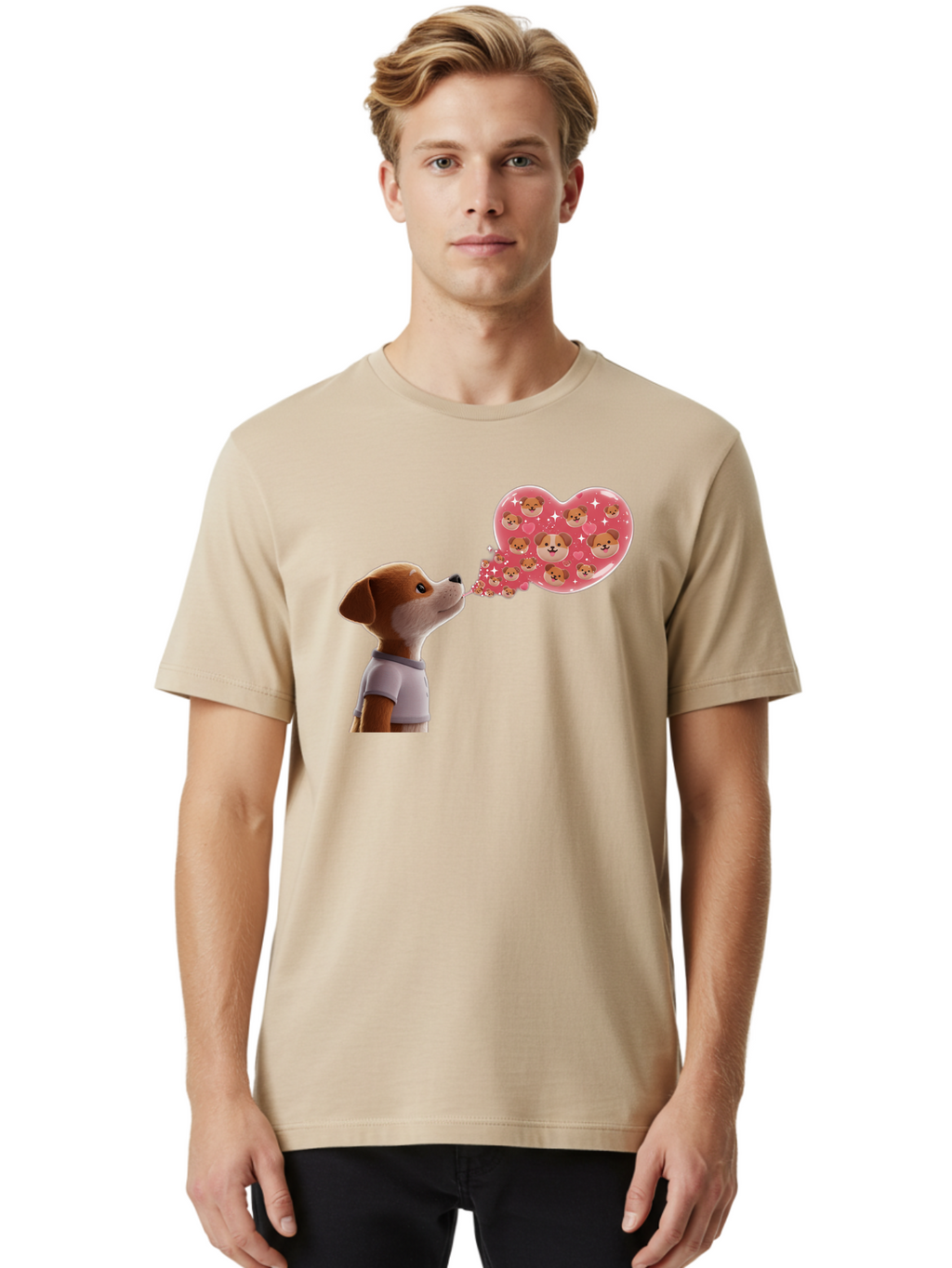 Dog-Blowing-Heart-Kisses Men'S Graphic Tee, 100% Cotton, Comfortable Casual Summer Wear, Machine Washable, Vintage Camera, Old Camera, Antique Camera, Black Camera, Classic Photography, Photography Equipment, Nostalgic Device, Film Camera, Bah940