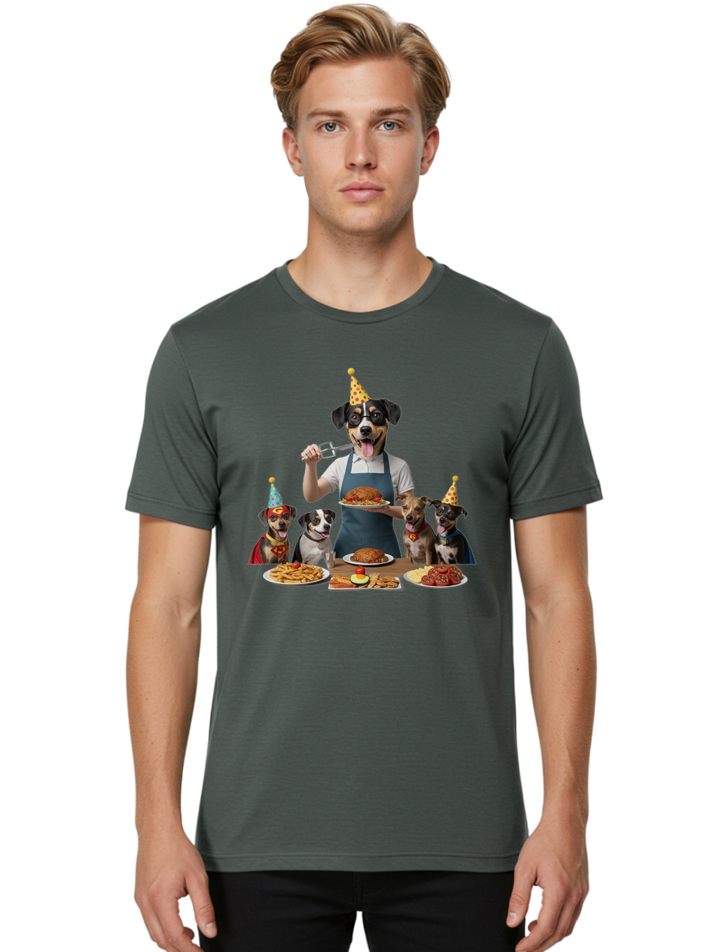 Dog-In-Apron Men'S Graphic Tee, 100% Cotton, Comfortable Casual Summer Wear, Machine Washable, Vintage Camera, Old Camera, Antique Camera, Black Camera, Classic Photography, Photography Equipment, Nostalgic Device, Film Camera, Camera Art Bah942
