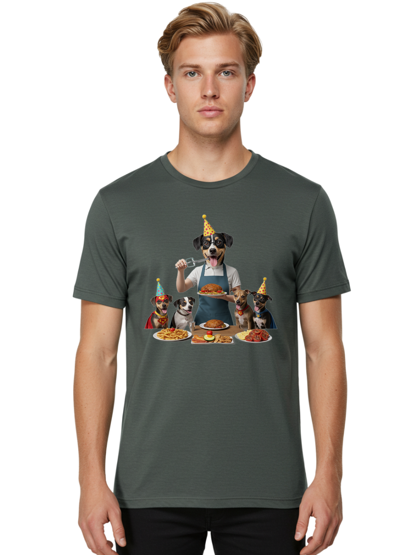 Dog-In-Apron Men'S Graphic Tee, 100% Cotton, Comfortable Casual Summer Wear, Machine Washable, Vintage Camera, Old Camera, Antique Camera, Black Camera, Classic Photography, Photography Equipment, Nostalgic Device, Film Camera, Camera Art Bah942