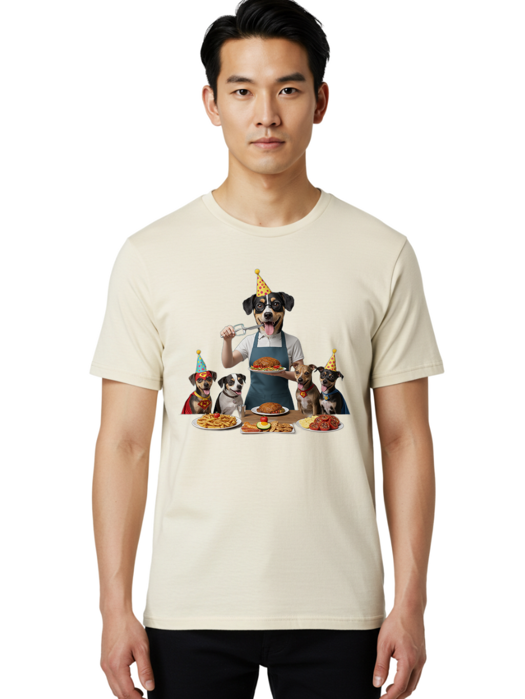 Dog-In-Apron Men'S Graphic Tee, 100% Cotton, Comfortable Casual Summer Wear, Machine Washable, Vintage Camera, Old Camera, Antique Camera, Black Camera, Classic Photography, Photography Equipment, Nostalgic Device, Film Camera, Camera Art Bah942