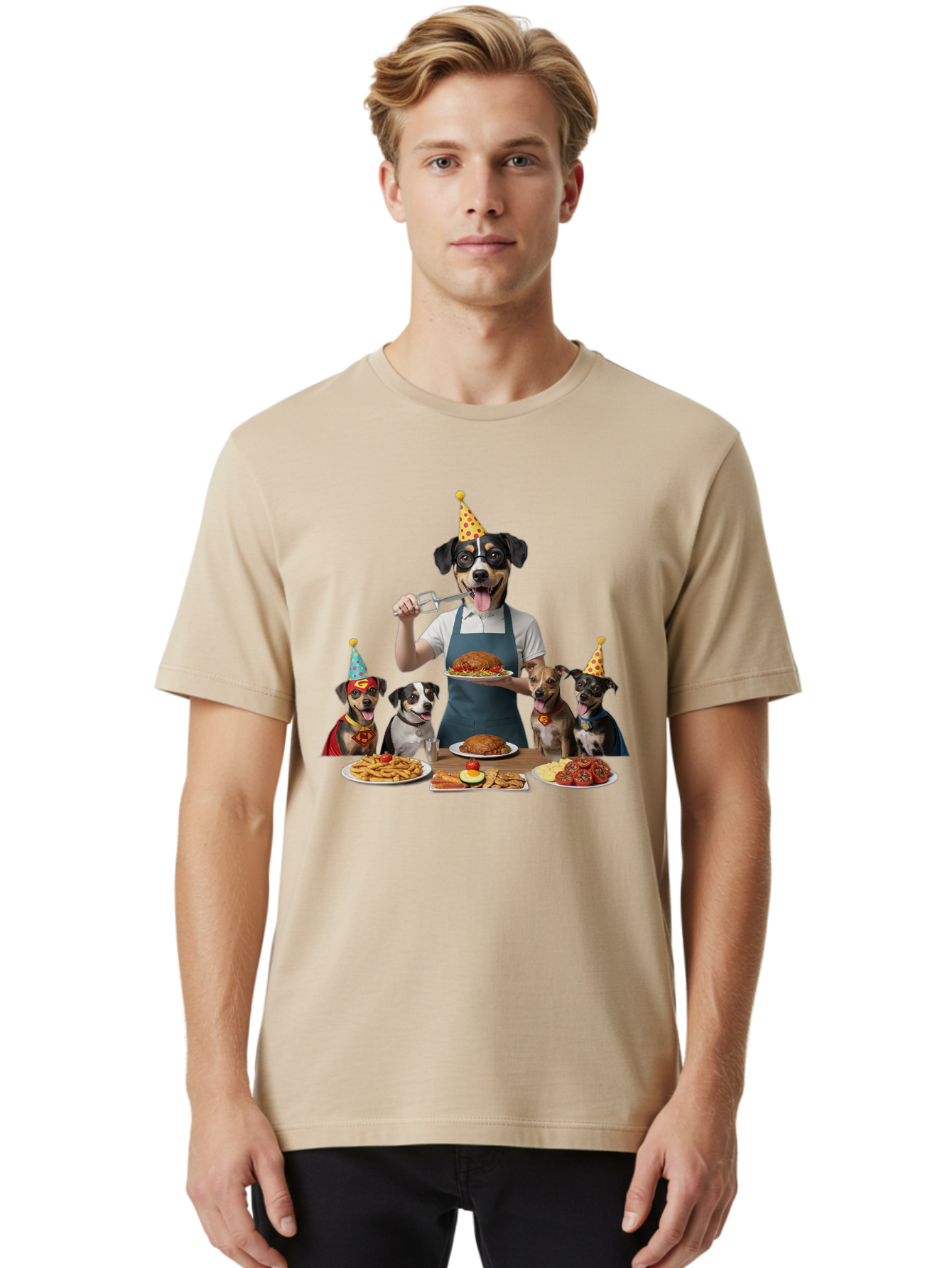 Dog-In-Apron Men'S Graphic Tee, 100% Cotton, Comfortable Casual Summer Wear, Machine Washable, Vintage Camera, Old Camera, Antique Camera, Black Camera, Classic Photography, Photography Equipment, Nostalgic Device, Film Camera, Camera Art Bah942