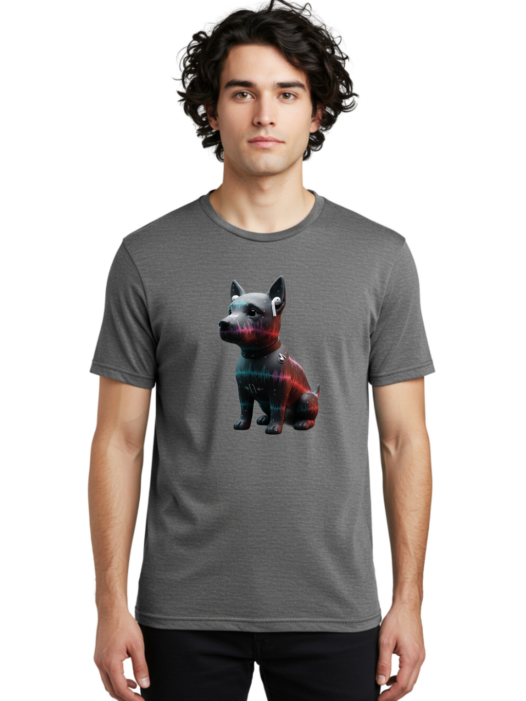 Dog-Wearing-Wireless-Earphones Men'S Graphic Tee, 100% Cotton, Comfortable Casual Summer Wear, Machine Washable, Vintage Camera, Old Camera, Antique Camera, Black Camera, Classic Photography, Photography Equipment, Nostalgic Device, Bah946