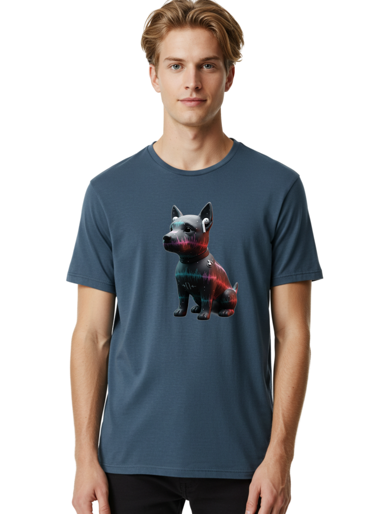 Dog-Wearing-Wireless-Earphones Men'S Graphic Tee, 100% Cotton, Comfortable Casual Summer Wear, Machine Washable, Vintage Camera, Old Camera, Antique Camera, Black Camera, Classic Photography, Photography Equipment, Nostalgic Device, Bah946
