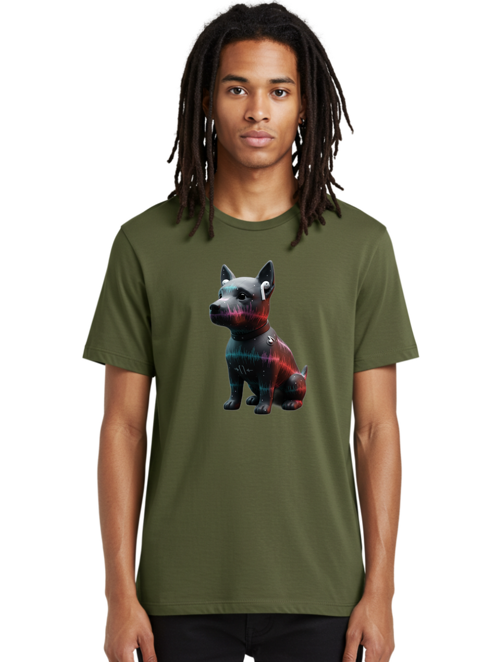 Dog-Wearing-Wireless-Earphones Men'S Graphic Tee, 100% Cotton, Comfortable Casual Summer Wear, Machine Washable, Vintage Camera, Old Camera, Antique Camera, Black Camera, Classic Photography, Photography Equipment, Nostalgic Device, Bah946