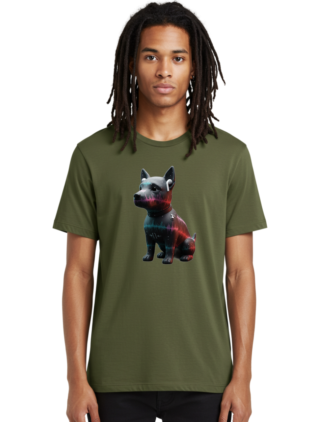 Dog-Wearing-Wireless-Earphones Men'S Graphic Tee, 100% Cotton, Comfortable Casual Summer Wear, Machine Washable, Vintage Camera, Old Camera, Antique Camera, Black Camera, Classic Photography, Photography Equipment, Nostalgic Device, Bah946