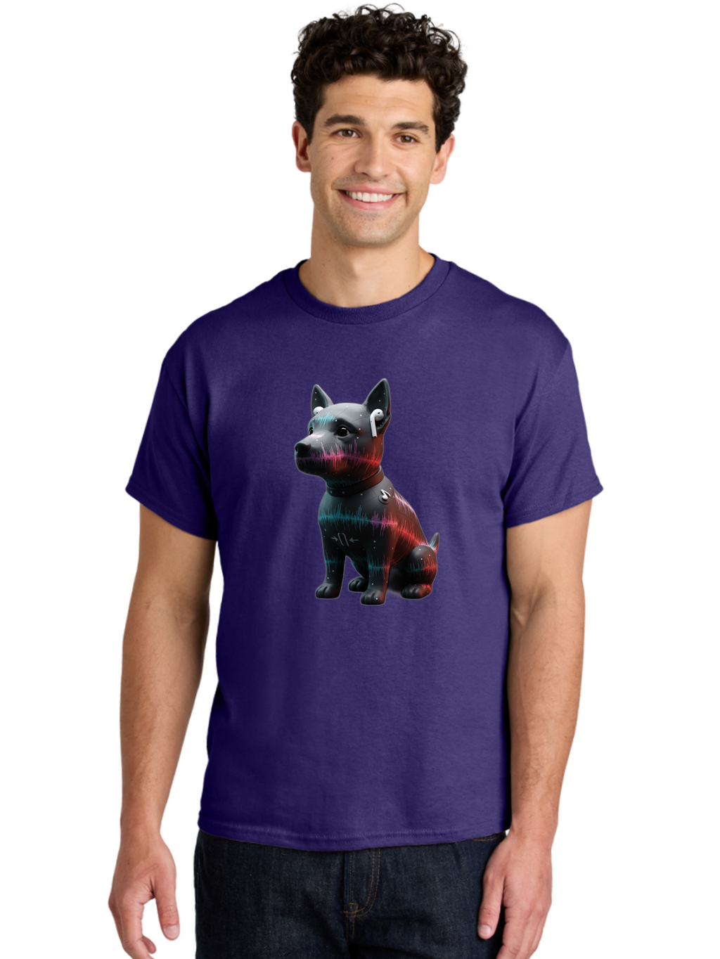 Dog-Wearing-Wireless-Earphones Men'S Graphic Tee, 100% Cotton, Comfortable Casual Summer Wear, Machine Washable, Vintage Camera, Old Camera, Antique Camera, Black Camera, Classic Photography, Photography Equipment, Nostalgic Device, Bah946