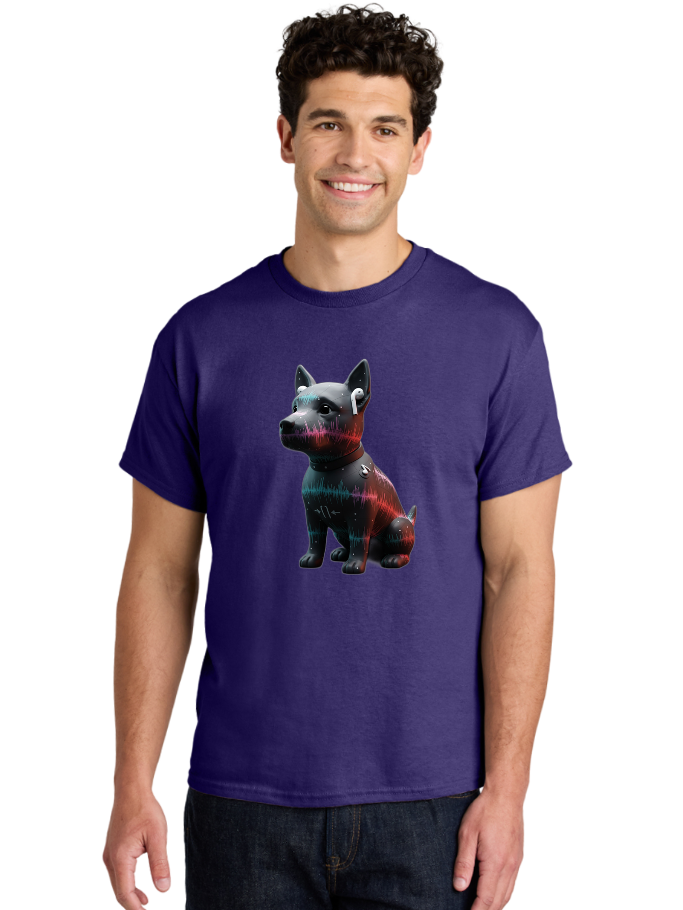 Dog-Wearing-Wireless-Earphones Men'S Graphic Tee, 100% Cotton, Comfortable Casual Summer Wear, Machine Washable, Vintage Camera, Old Camera, Antique Camera, Black Camera, Classic Photography, Photography Equipment, Nostalgic Device, Bah946
