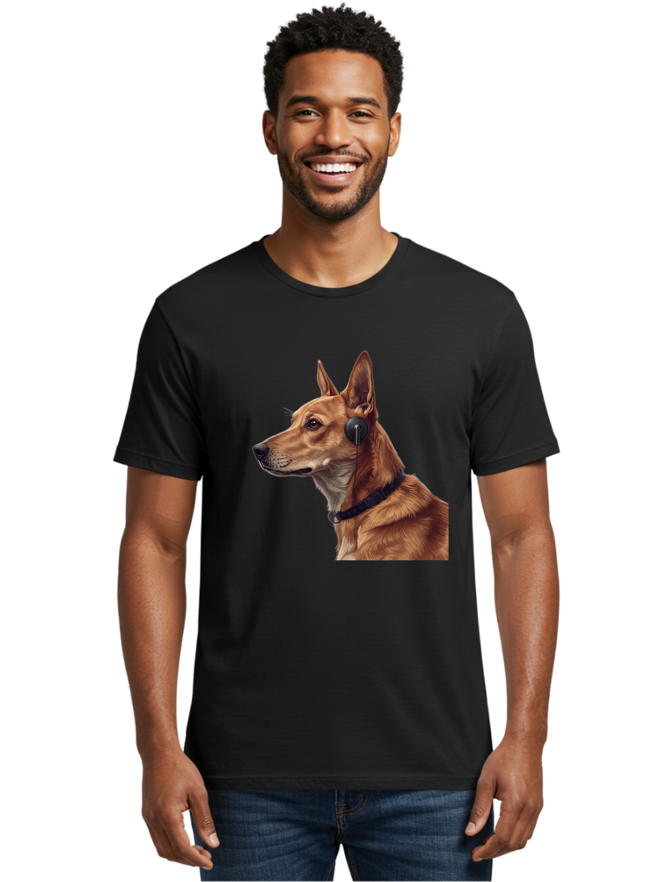 Dog-With-Headphones-2 Men'S Graphic Tee, 100% Cotton, Comfortable Casual Summer Wear, Machine Washable, Vintage Camera, Old Camera, Antique Camera, Black Camera, Classic Photography, Photography Equipment, Nostalgic Device, Film Camera, Bah949