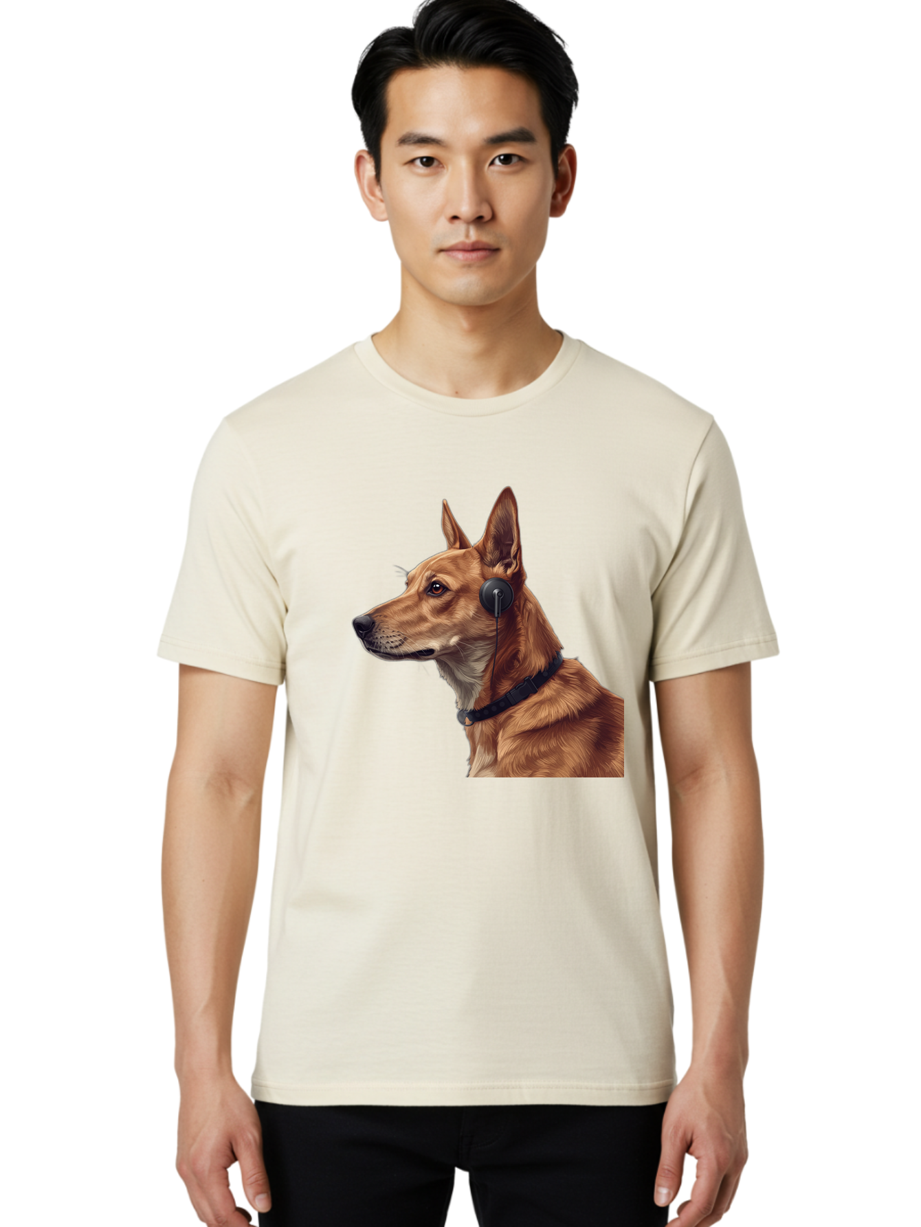 Dog-With-Headphones-2 Men'S Graphic Tee, 100% Cotton, Comfortable Casual Summer Wear, Machine Washable, Vintage Camera, Old Camera, Antique Camera, Black Camera, Classic Photography, Photography Equipment, Nostalgic Device, Film Camera, Bah949
