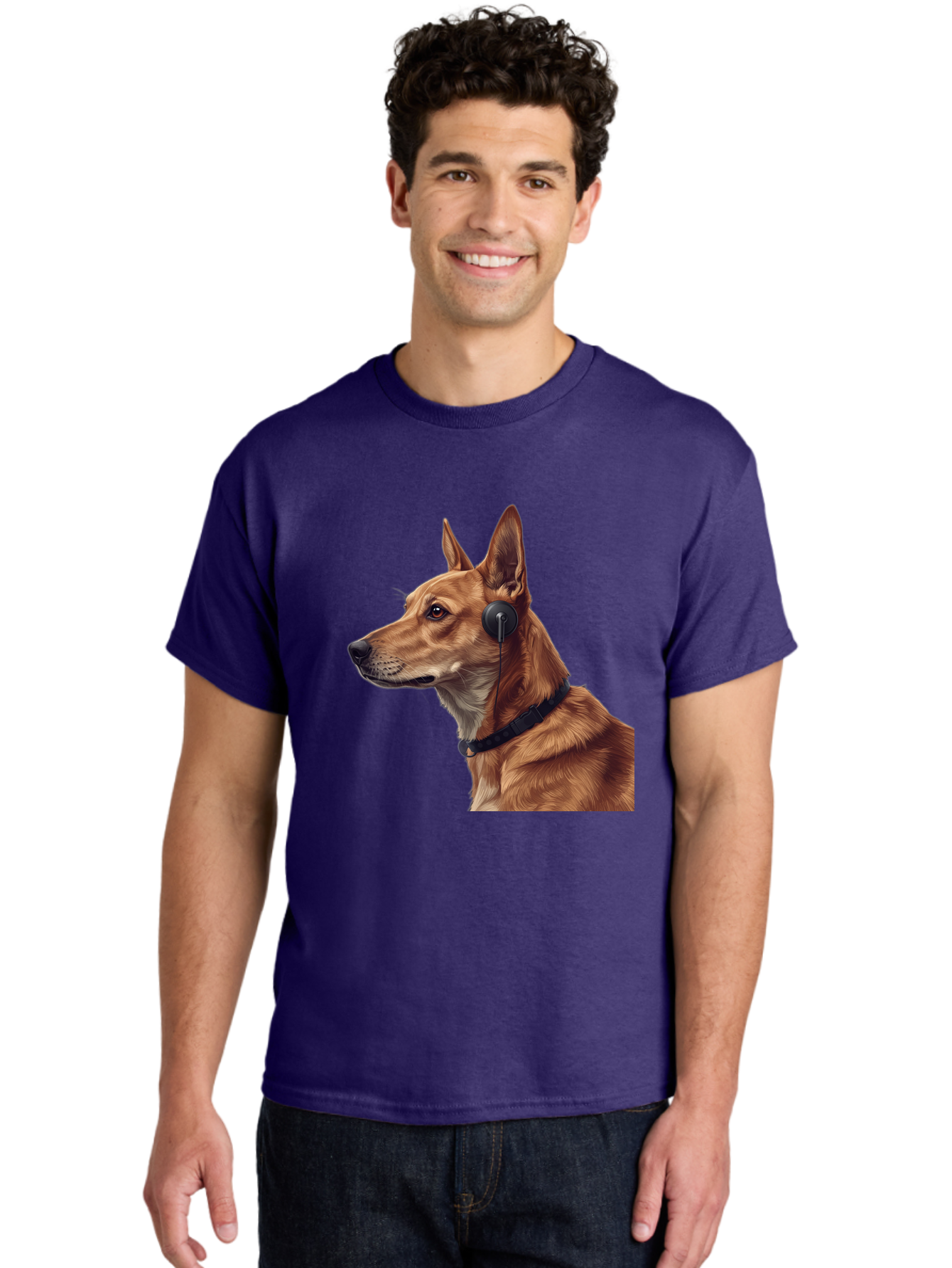 Dog-With-Headphones-2 Men'S Graphic Tee, 100% Cotton, Comfortable Casual Summer Wear, Machine Washable, Vintage Camera, Old Camera, Antique Camera, Black Camera, Classic Photography, Photography Equipment, Nostalgic Device, Film Camera, Bah949