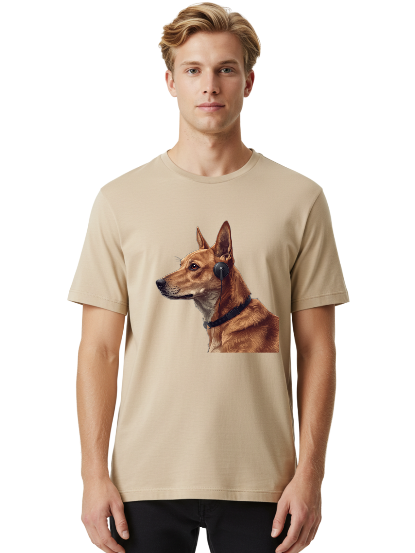 Dog-With-Headphones-2 Men'S Graphic Tee, 100% Cotton, Comfortable Casual Summer Wear, Machine Washable, Vintage Camera, Old Camera, Antique Camera, Black Camera, Classic Photography, Photography Equipment, Nostalgic Device, Film Camera, Bah949
