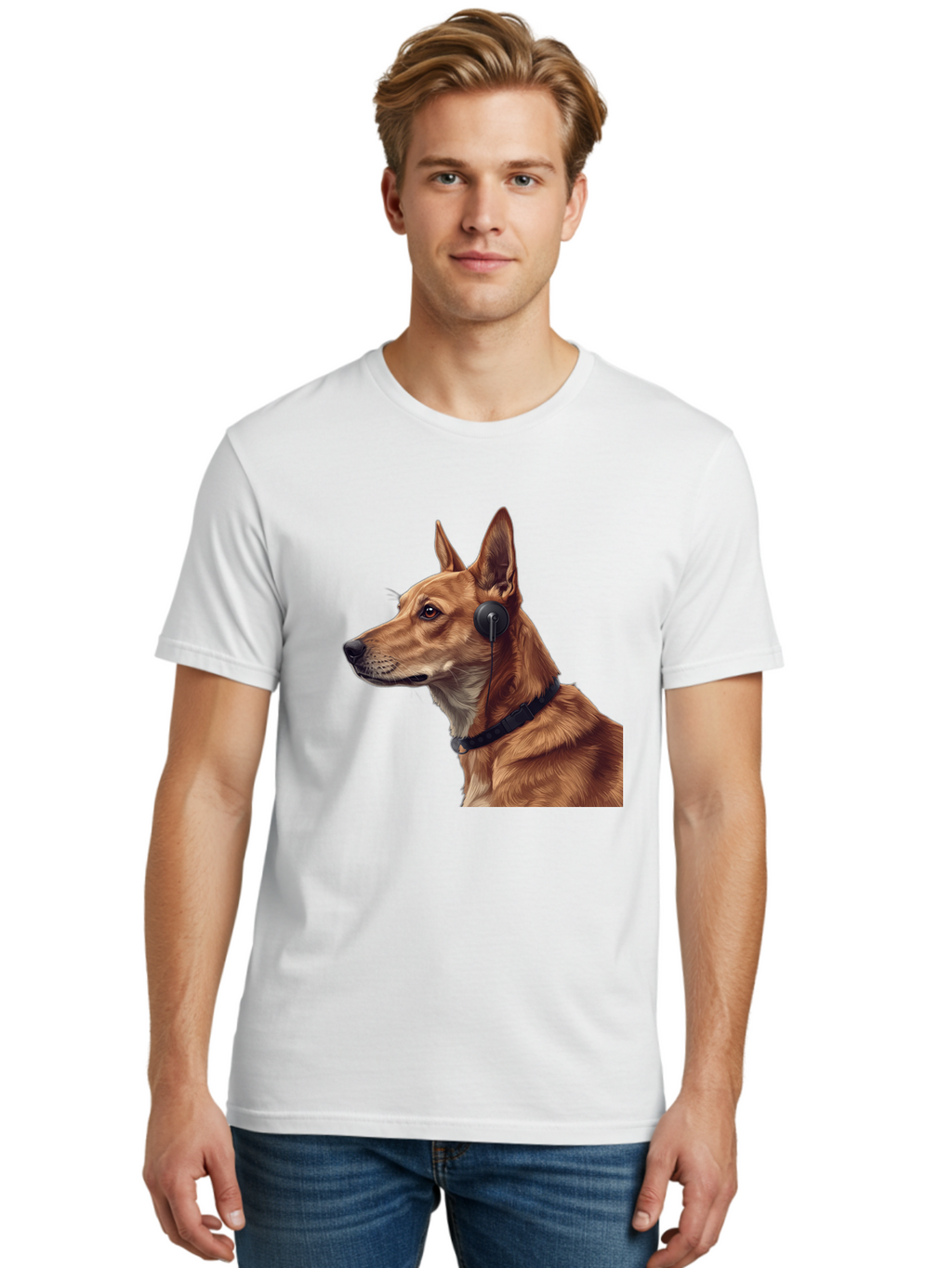 Dog-With-Headphones-2 Men'S Graphic Tee, 100% Cotton, Comfortable Casual Summer Wear, Machine Washable, Vintage Camera, Old Camera, Antique Camera, Black Camera, Classic Photography, Photography Equipment, Nostalgic Device, Film Camera, Bah949