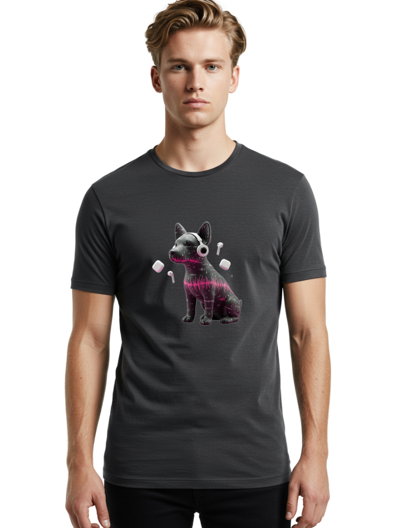 Dog-With-Headphones Men'S Graphic Tee, 100% Cotton, Comfortable Casual Summer Wear, Machine Washable, Vintage Camera, Old Camera, Antique Camera, Black Camera, Classic Photography, Photography Equipment, Nostalgic Device, Film Camera, Bah950