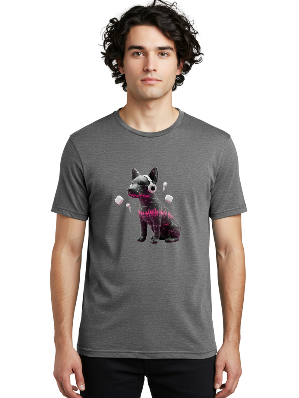 Dog-With-Headphones Men'S Graphic Tee, 100% Cotton, Comfortable Casual Summer Wear, Machine Washable, Vintage Camera, Old Camera, Antique Camera, Black Camera, Classic Photography, Photography Equipment, Nostalgic Device, Film Camera, Bah950