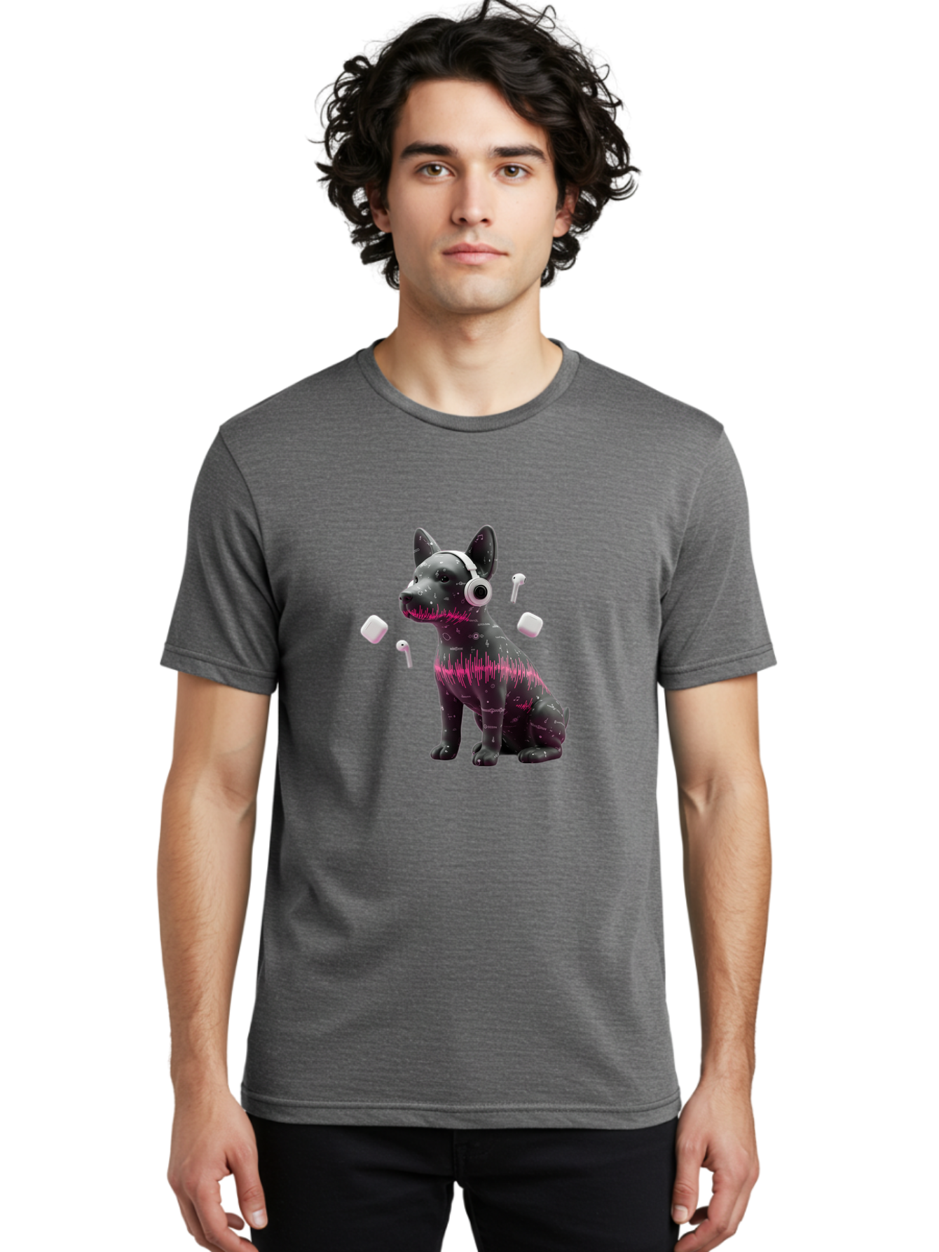 Dog-With-Headphones Men'S Graphic Tee, 100% Cotton, Comfortable Casual Summer Wear, Machine Washable, Vintage Camera, Old Camera, Antique Camera, Black Camera, Classic Photography, Photography Equipment, Nostalgic Device, Film Camera, Bah950