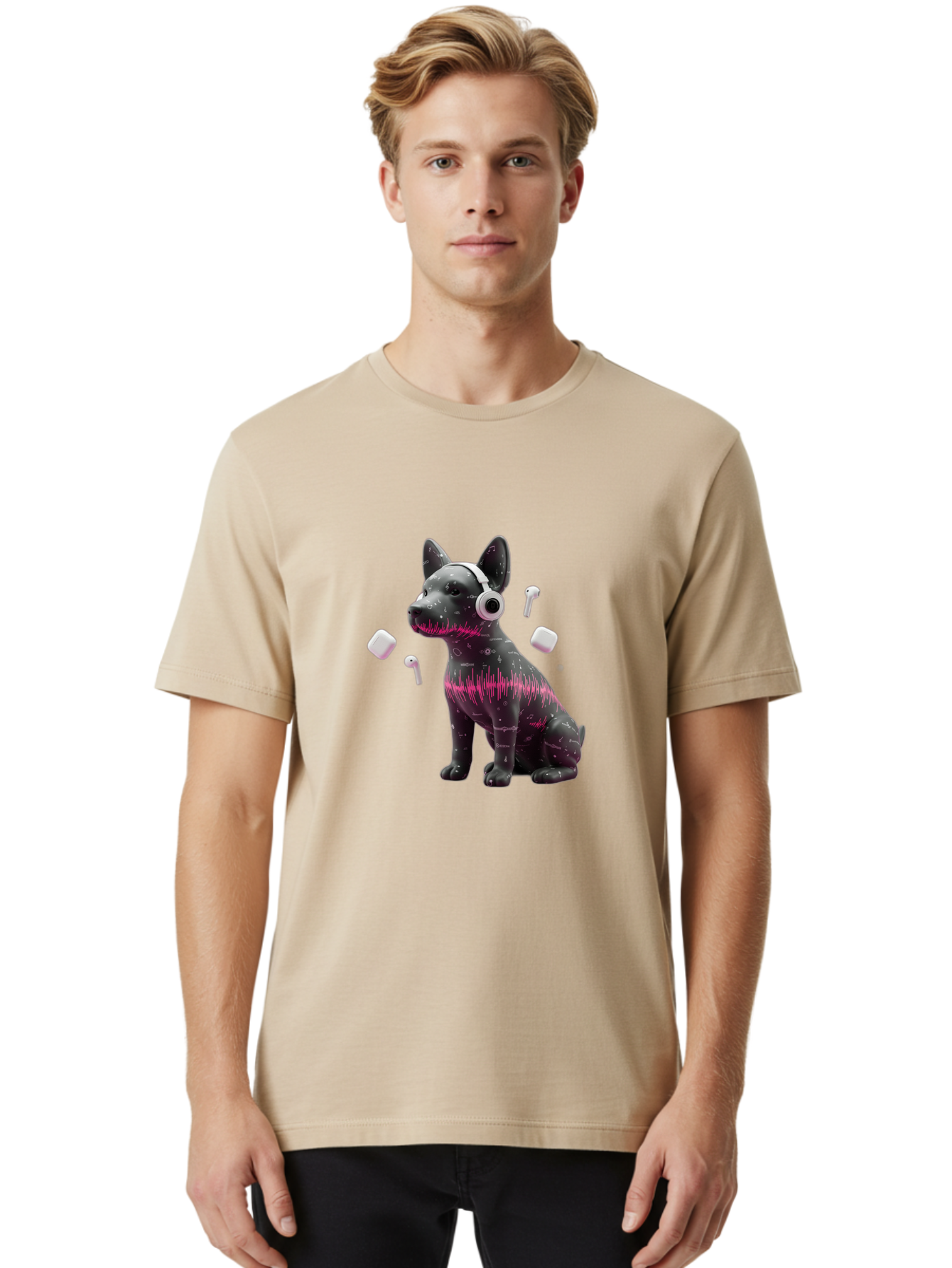 Dog-With-Headphones Men'S Graphic Tee, 100% Cotton, Comfortable Casual Summer Wear, Machine Washable, Vintage Camera, Old Camera, Antique Camera, Black Camera, Classic Photography, Photography Equipment, Nostalgic Device, Film Camera, Bah950