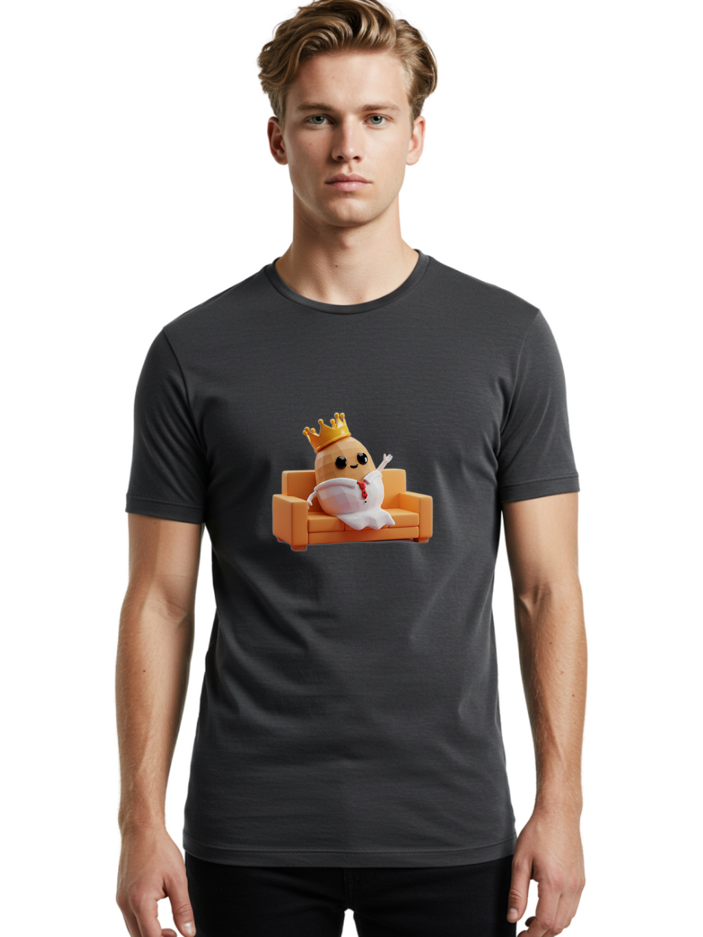 Egg-Character-On-Couch Men'S Graphic Tee, 100% Cotton, Comfortable Casual Summer Wear, Machine Washable, Vintage Camera, Old Camera, Antique Camera, Black Camera, Classic Photography, Photography Equipment, Nostalgic Device, Film Camera, Bah957