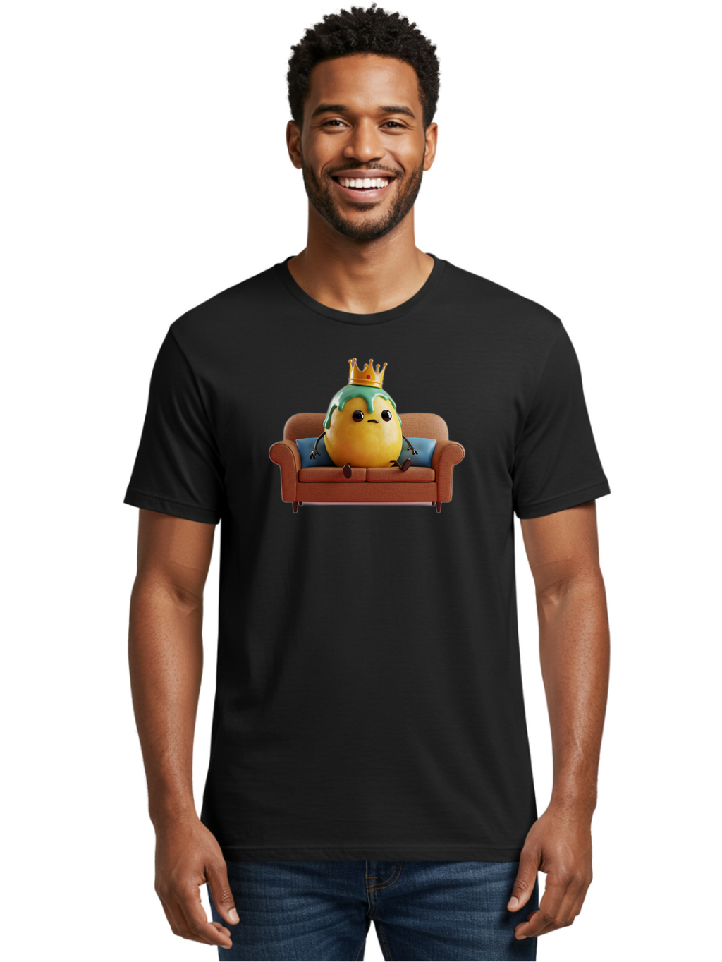 Egg-King-On-Sofa Men'S Graphic Tee, 100% Cotton, Comfortable Casual Summer Wear, Machine Washable, Vintage Camera, Old Camera, Antique Camera, Black Camera, Classic Photography, Photography Equipment, Nostalgic Device, Film Camera, Camera Art Bah961