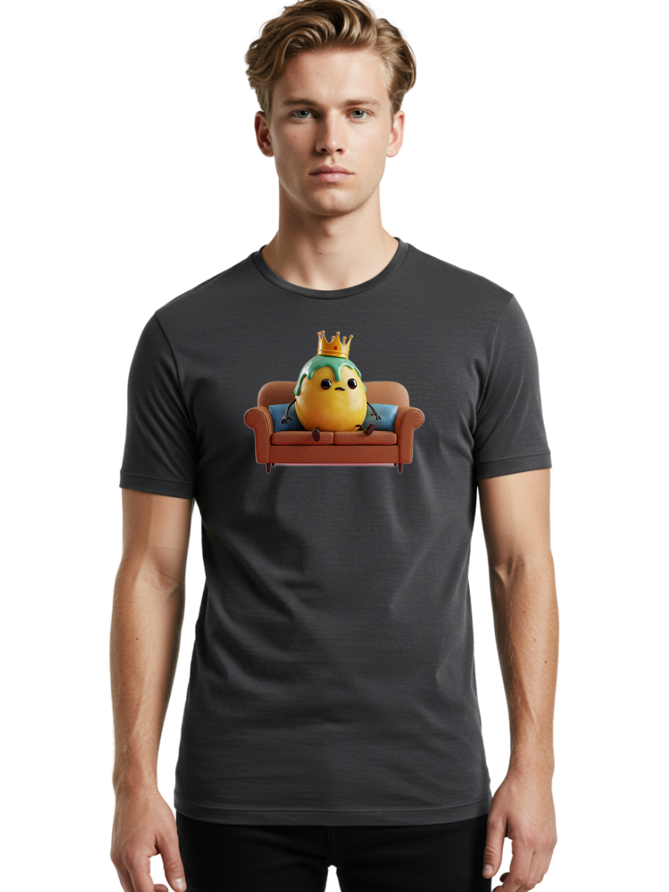 Egg-King-On-Sofa Men'S Graphic Tee, 100% Cotton, Comfortable Casual Summer Wear, Machine Washable, Vintage Camera, Old Camera, Antique Camera, Black Camera, Classic Photography, Photography Equipment, Nostalgic Device, Film Camera, Camera Art Bah961