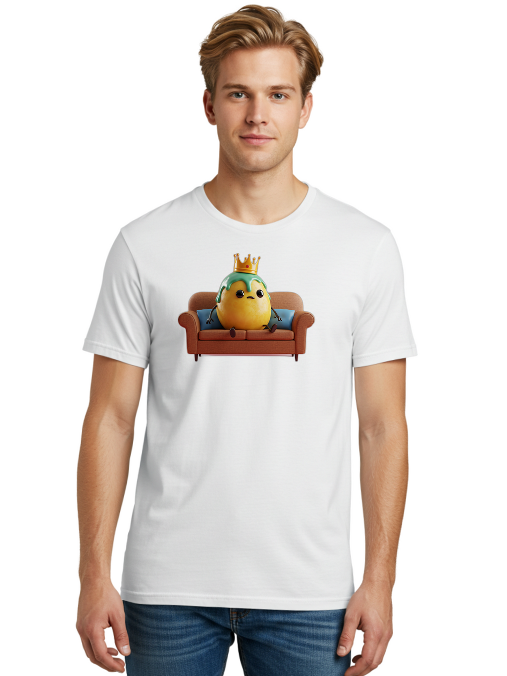 Egg-King-On-Sofa Men'S Graphic Tee, 100% Cotton, Comfortable Casual Summer Wear, Machine Washable, Vintage Camera, Old Camera, Antique Camera, Black Camera, Classic Photography, Photography Equipment, Nostalgic Device, Film Camera, Camera Art Bah961