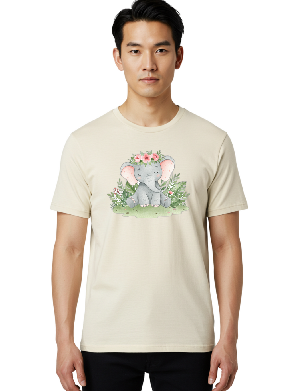Elephant-With-Floral-Crown Men'S Graphic Tee, 100% Cotton, Comfortable Casual Summer Wear, Machine Washable, Vintage Camera, Old Camera, Antique Camera, Black Camera, Classic Photography, Photography Equipment, Nostalgic Device, Film Camera, Bah972