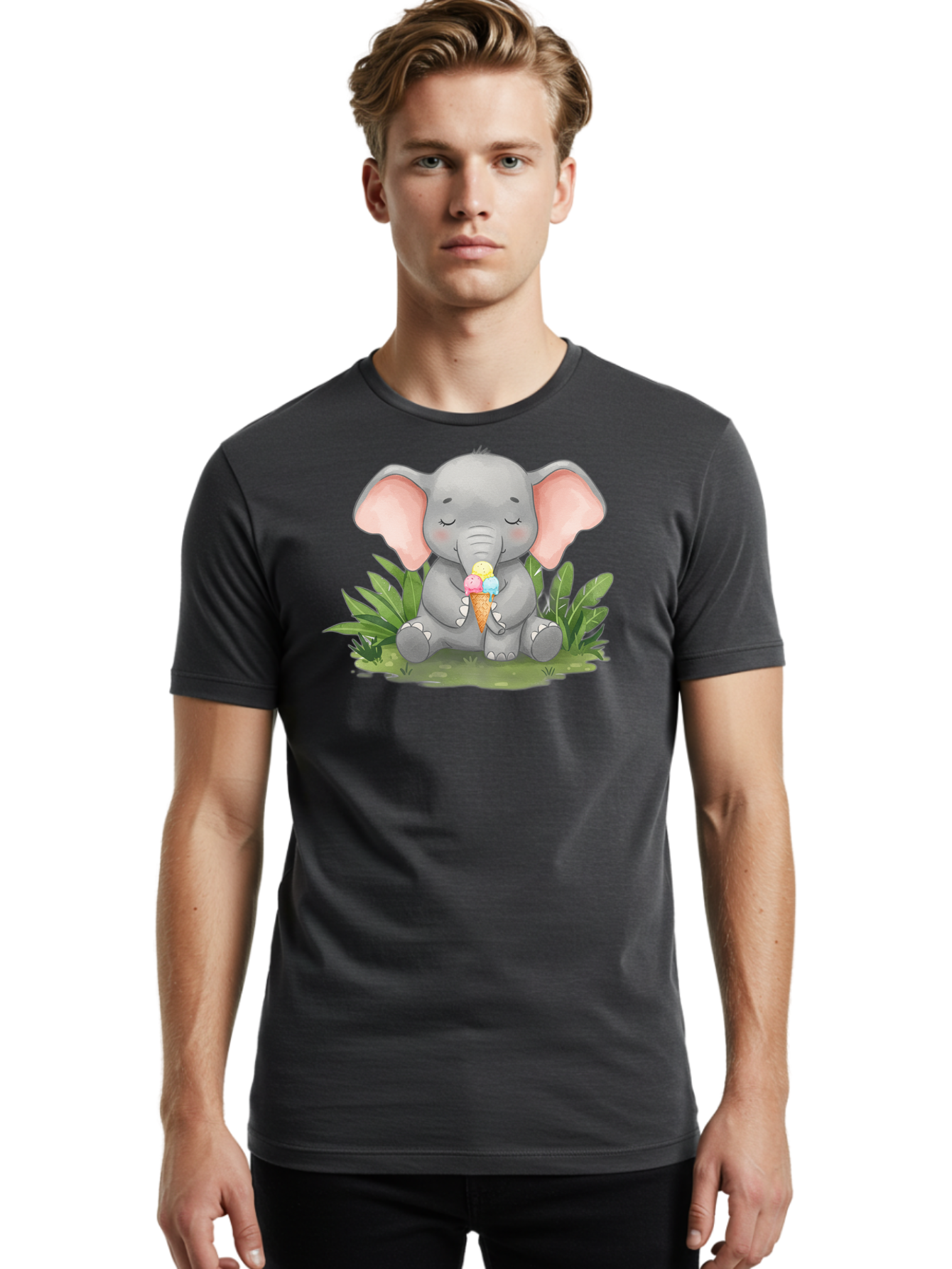 Elephant-With-Ice-Cream Men'S Graphic Tee, 100% Cotton, Comfortable Casual Summer Wear, Machine Washable, Vintage Camera, Old Camera, Antique Camera, Black Camera, Classic Photography, Photography Equipment, Nostalgic Device, Film Camera, Bah973