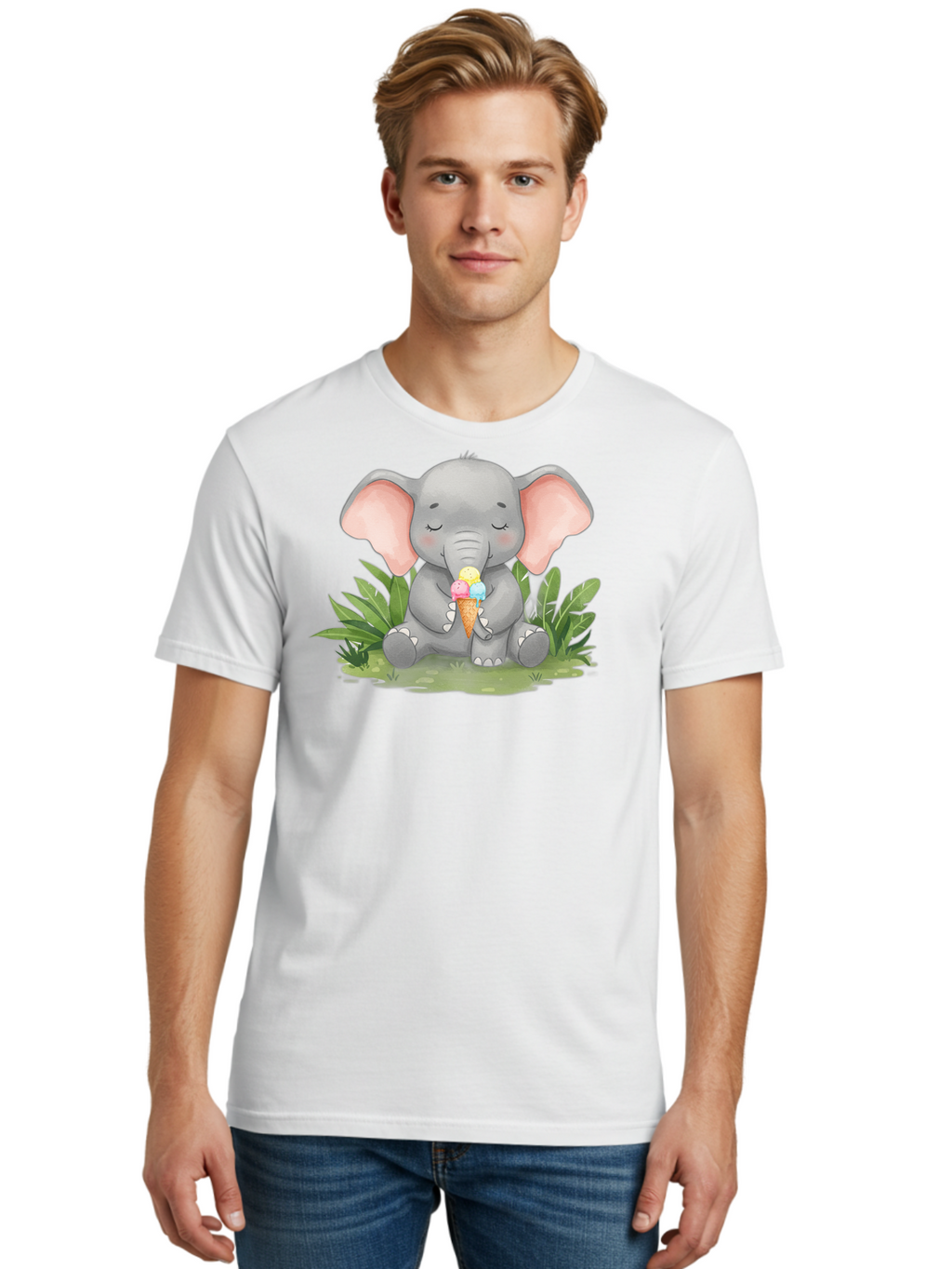 Elephant-With-Ice-Cream Men'S Graphic Tee, 100% Cotton, Comfortable Casual Summer Wear, Machine Washable, Vintage Camera, Old Camera, Antique Camera, Black Camera, Classic Photography, Photography Equipment, Nostalgic Device, Film Camera, Bah973