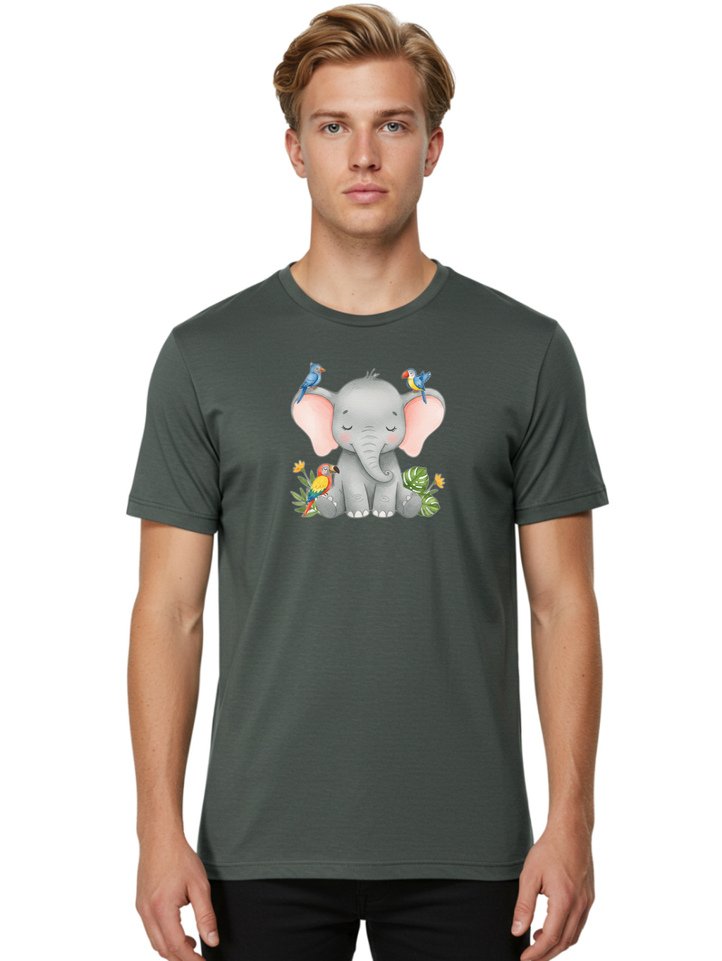 Elephant-With-Parrots Men'S Graphic Tee, 100% Cotton, Comfortable Casual Summer Wear, Machine Washable, Vintage Camera, Old Camera, Antique Camera, Black Camera, Classic Photography, Photography Equipment, Nostalgic Device, Film Camera, Bah974