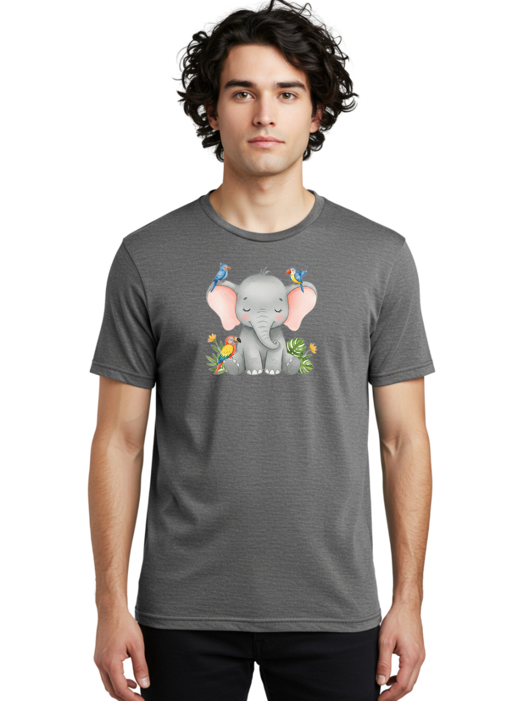 Elephant-With-Parrots Men'S Graphic Tee, 100% Cotton, Comfortable Casual Summer Wear, Machine Washable, Vintage Camera, Old Camera, Antique Camera, Black Camera, Classic Photography, Photography Equipment, Nostalgic Device, Film Camera, Bah974
