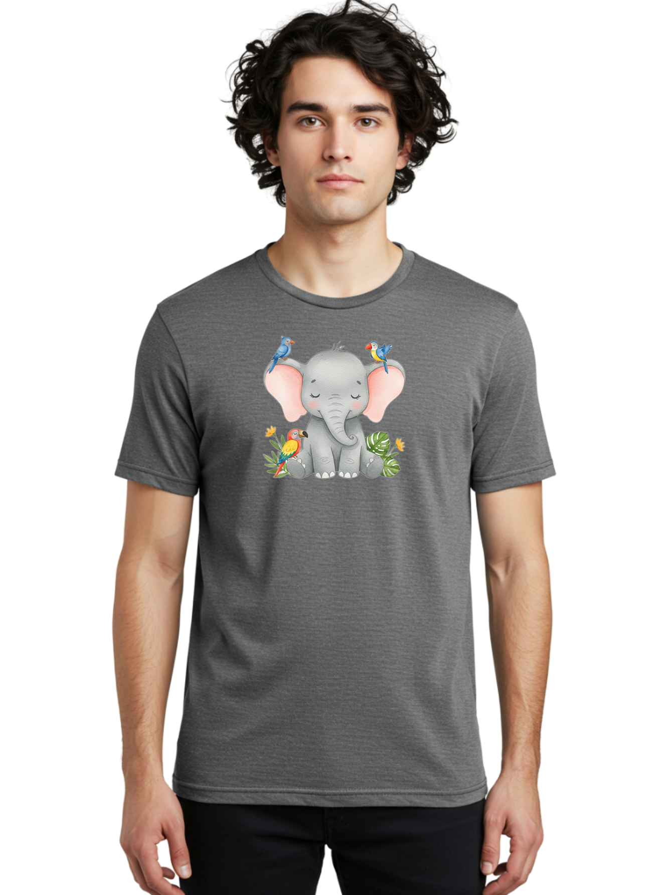 Elephant-With-Parrots Men'S Graphic Tee, 100% Cotton, Comfortable Casual Summer Wear, Machine Washable, Vintage Camera, Old Camera, Antique Camera, Black Camera, Classic Photography, Photography Equipment, Nostalgic Device, Film Camera, Bah974