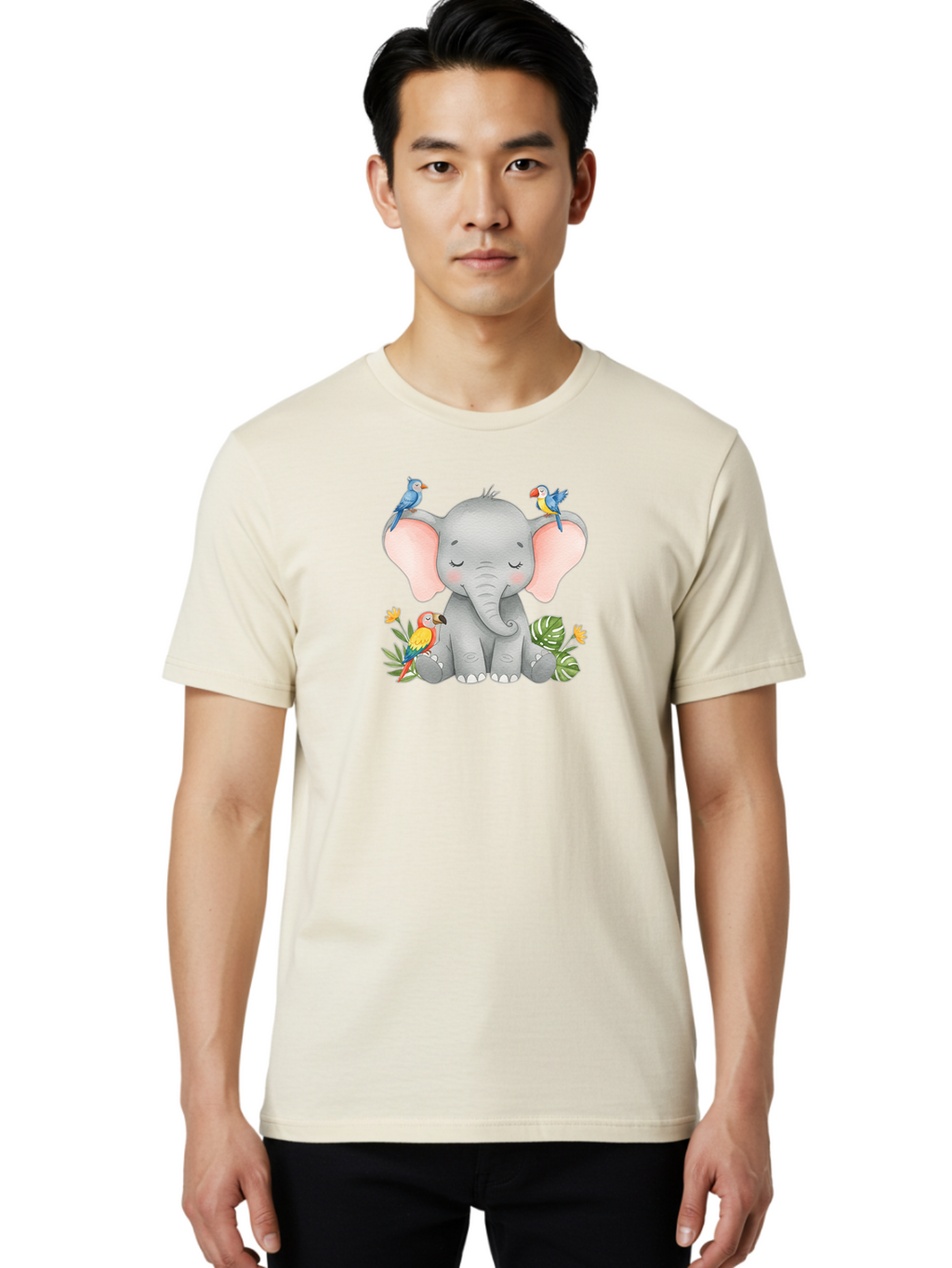 Elephant-With-Parrots Men'S Graphic Tee, 100% Cotton, Comfortable Casual Summer Wear, Machine Washable, Vintage Camera, Old Camera, Antique Camera, Black Camera, Classic Photography, Photography Equipment, Nostalgic Device, Film Camera, Bah974