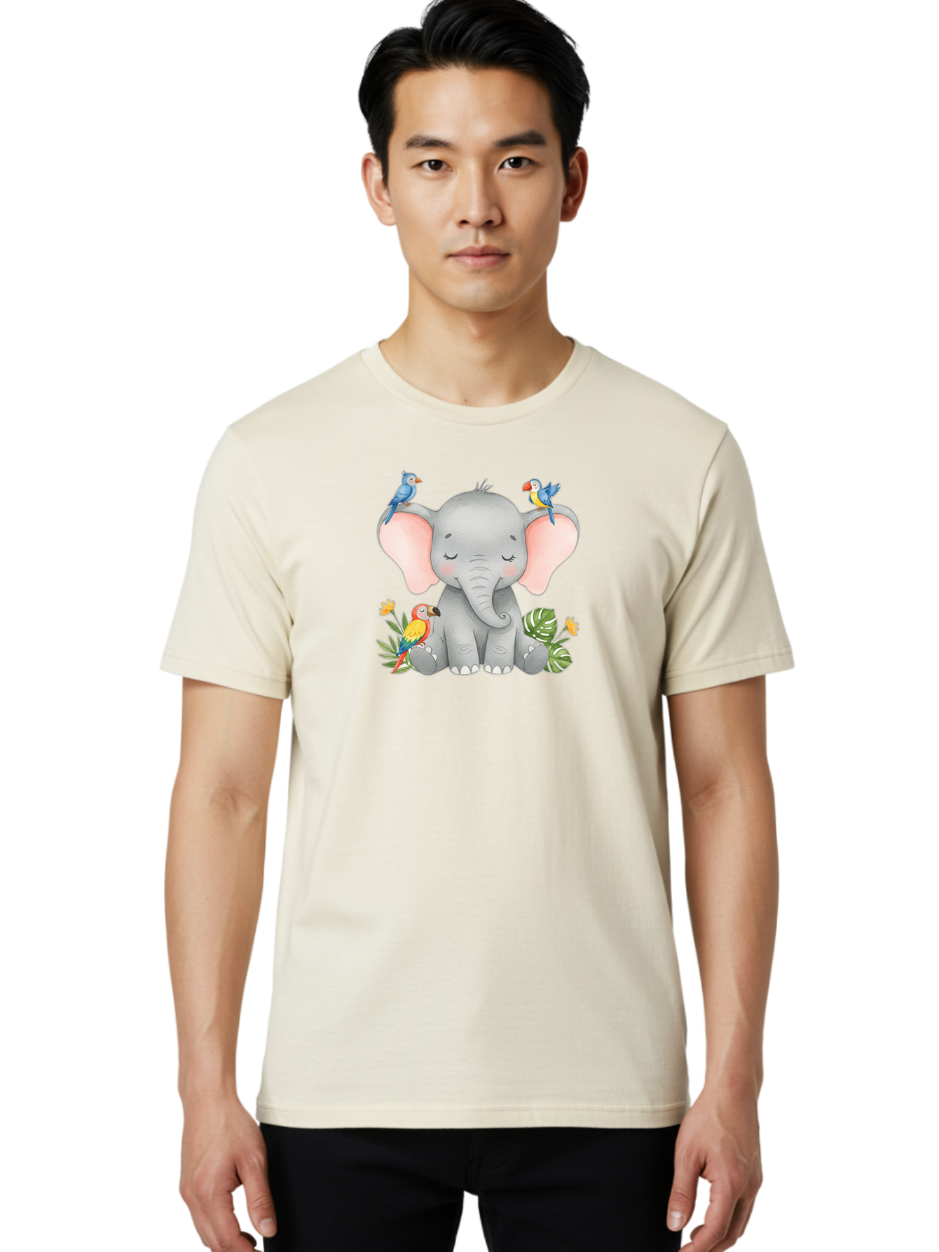 Elephant-With-Parrots Men'S Graphic Tee, 100% Cotton, Comfortable Casual Summer Wear, Machine Washable, Vintage Camera, Old Camera, Antique Camera, Black Camera, Classic Photography, Photography Equipment, Nostalgic Device, Film Camera, Bah974
