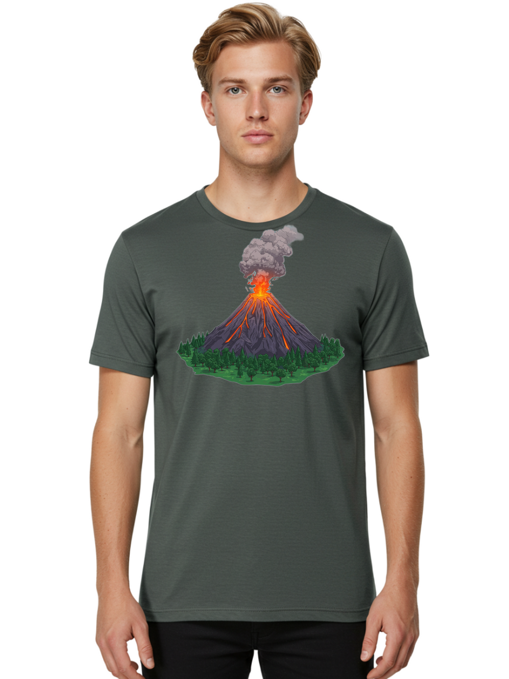 Erupting-Volcano-12 Men'S Graphic Tee, 100% Cotton, Comfortable Casual Summer Wear, Machine Washable, Vintage Camera, Old Camera, Antique Camera, Black Camera, Classic Photography, Photography Equipment, Nostalgic Device, Film Camera, Bah980