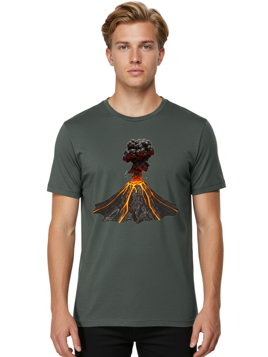 Erupting-Volcano Men'S Graphic Tee, 100% Cotton, Comfortable Casual Summer Wear, Machine Washable, Vintage Camera, Old Camera, Antique Camera, Black Camera, Classic Photography, Photography Equipment, Nostalgic Device, Film Camera, Camera Art Bah993