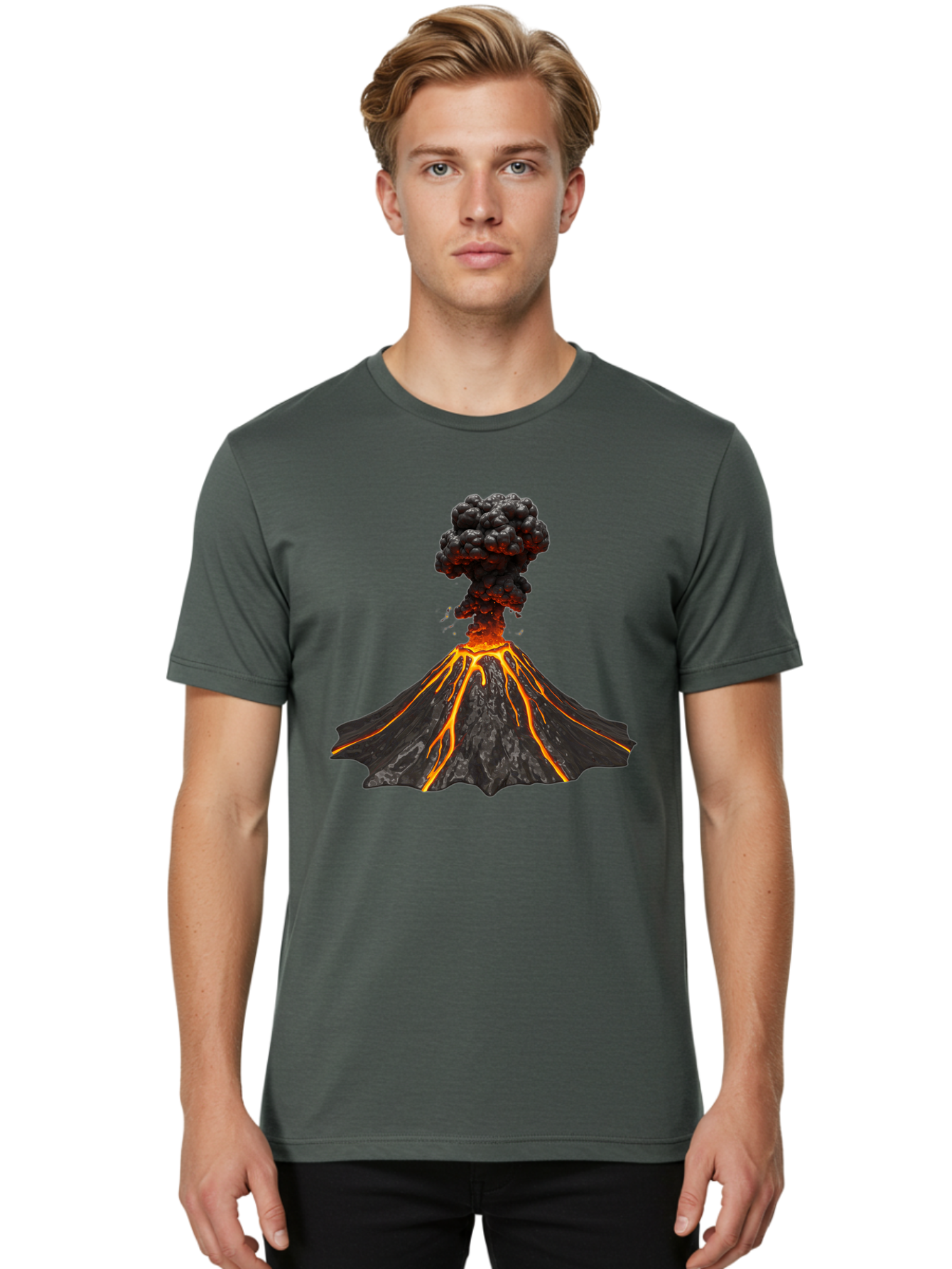 Erupting-Volcano Men'S Graphic Tee, 100% Cotton, Comfortable Casual Summer Wear, Machine Washable, Vintage Camera, Old Camera, Antique Camera, Black Camera, Classic Photography, Photography Equipment, Nostalgic Device, Film Camera, Camera Art Bah993