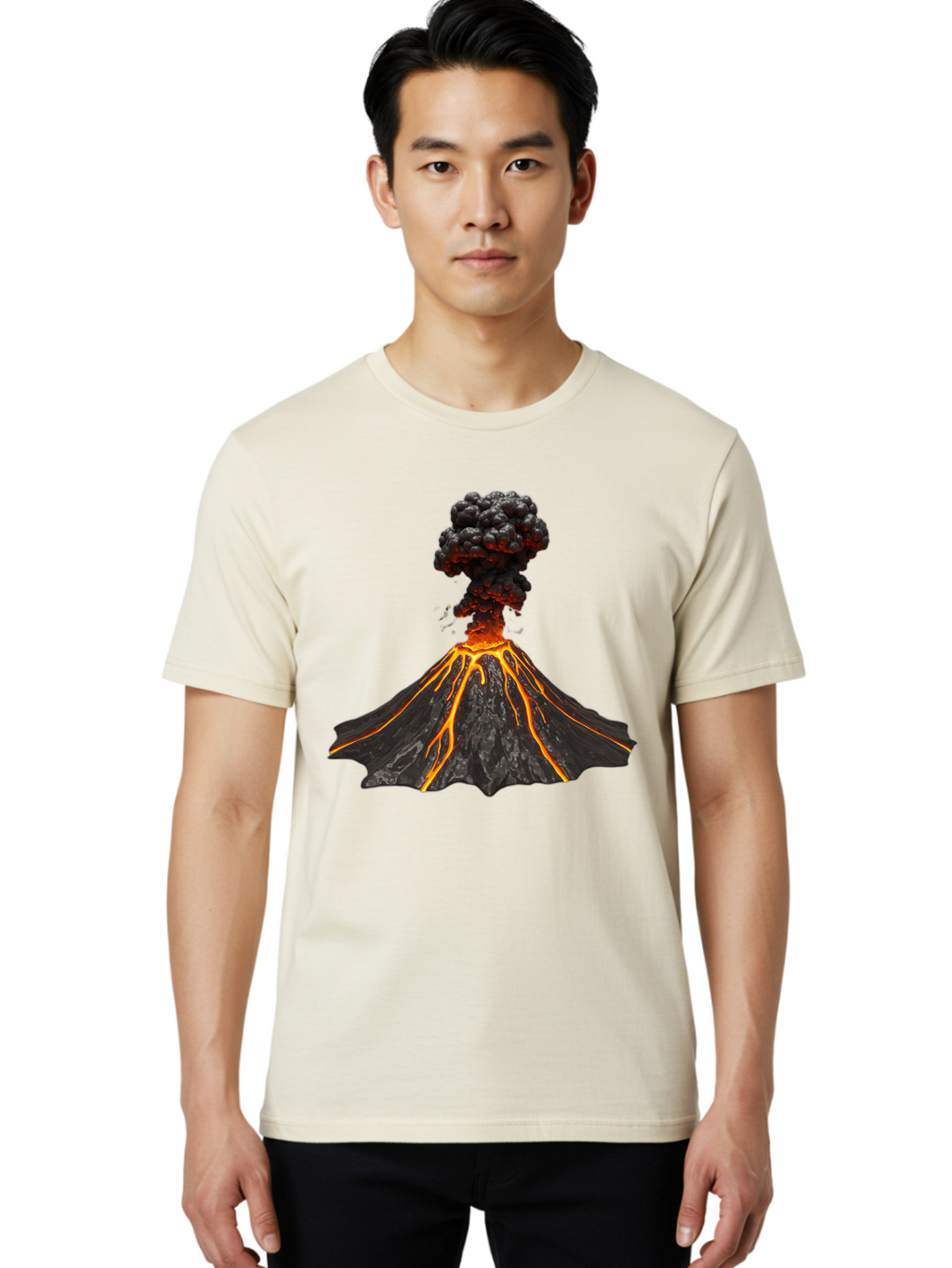 Erupting-Volcano Men'S Graphic Tee, 100% Cotton, Comfortable Casual Summer Wear, Machine Washable, Vintage Camera, Old Camera, Antique Camera, Black Camera, Classic Photography, Photography Equipment, Nostalgic Device, Film Camera, Camera Art Bah993