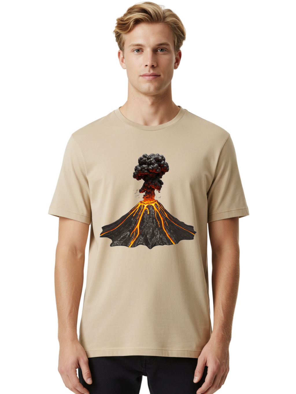 Erupting-Volcano Men'S Graphic Tee, 100% Cotton, Comfortable Casual Summer Wear, Machine Washable, Vintage Camera, Old Camera, Antique Camera, Black Camera, Classic Photography, Photography Equipment, Nostalgic Device, Film Camera, Camera Art Bah993