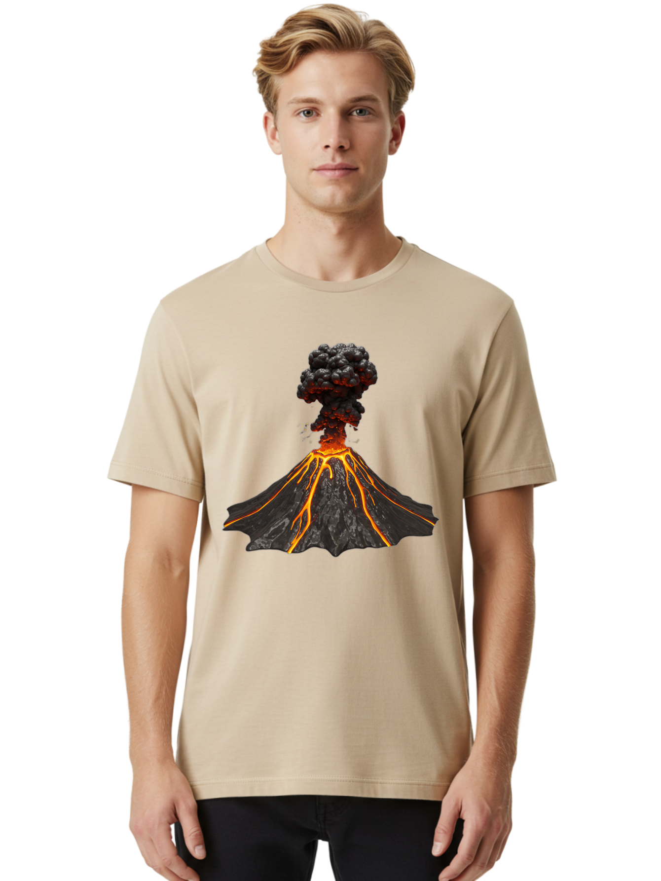 Erupting-Volcano Men'S Graphic Tee, 100% Cotton, Comfortable Casual Summer Wear, Machine Washable, Vintage Camera, Old Camera, Antique Camera, Black Camera, Classic Photography, Photography Equipment, Nostalgic Device, Film Camera, Camera Art Bah993