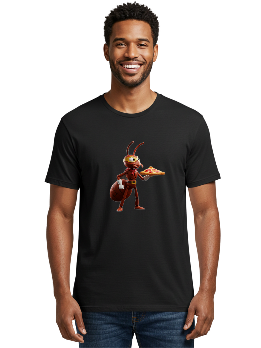 Flik-Holding-Pizza Men'S Graphic Tee, 100% Cotton, Comfortable Casual Summer Wear, Machine Washable, Vintage Camera, Old Camera, Antique Camera, Black Camera, Classic Photography, Photography Equipment, Nostalgic Device, Film Camera, Bah995