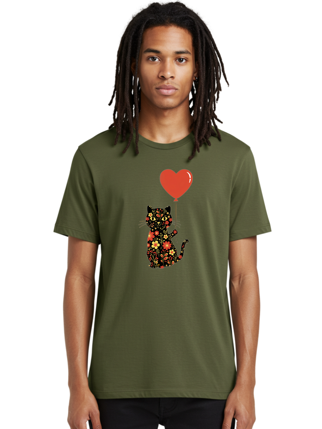 Floral-Cat-Heart-Balloon-1 Men'S Graphic Tee, 100% Cotton, Comfortable Casual Summer Wear, Machine Washable, Vintage Camera, Old Camera, Antique Camera, Black Camera, Classic Photography, Photography Equipment, Nostalgic Device, Film Camera, Bah996