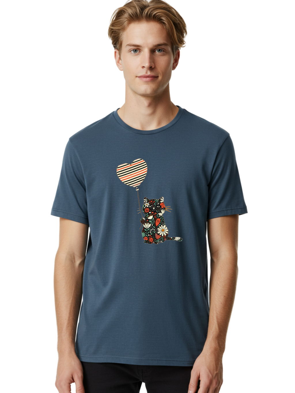 Floral-Cat-Heart-Balloon Men'S Graphic Tee, 100% Cotton, Comfortable Casual Summer Wear, Machine Washable, Vintage Camera, Old Camera, Antique Camera, Black Camera, Classic Photography, Photography Equipment, Nostalgic Device, Film Camera, Bah997